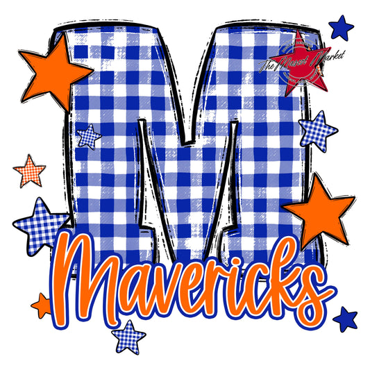 Mavericks Plaid Star Design-Royal Blue & Orange