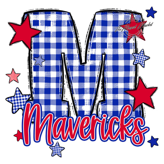 Mavericks Plaid Star Design-Royal Blue & Red