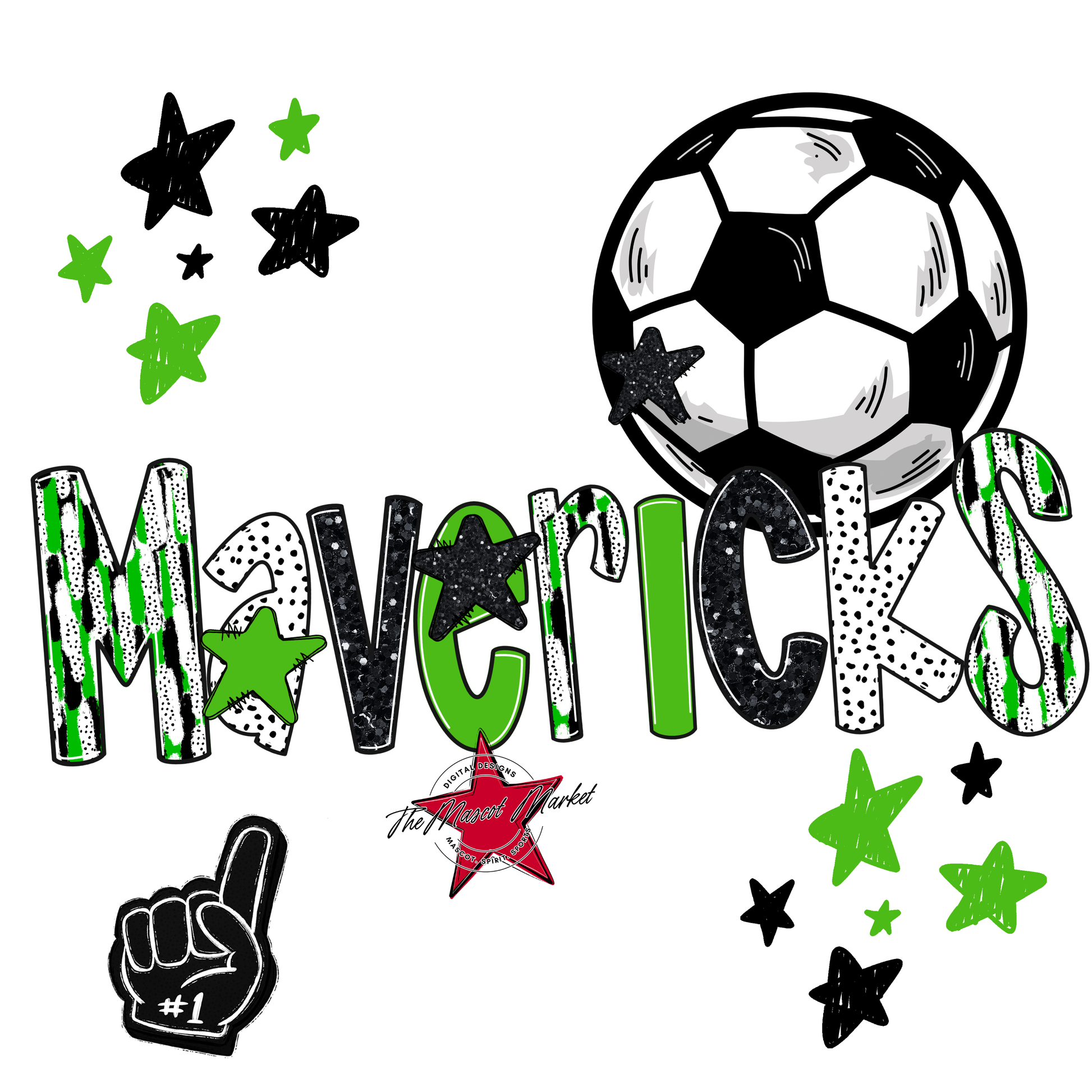 Mavericks Soccer Scrape-Bright Green