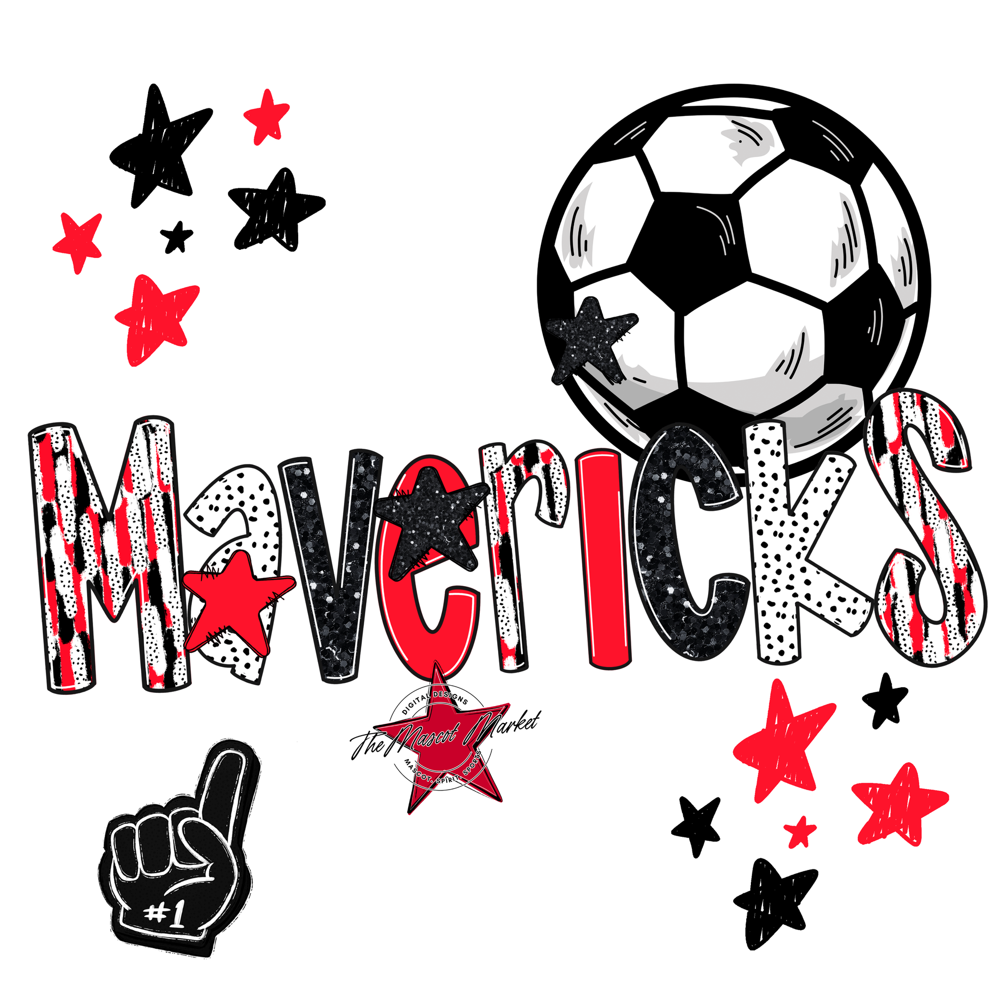 Mavericks Soccer Scrape-Bright Red