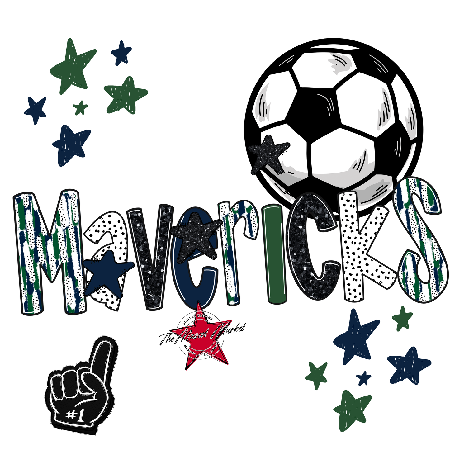 Mavericks Soccer Scrape-Navy-Green
