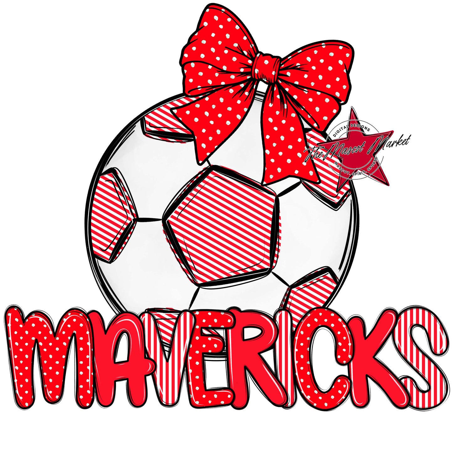 Mavericks Soccer Spirit Design-Bright Red