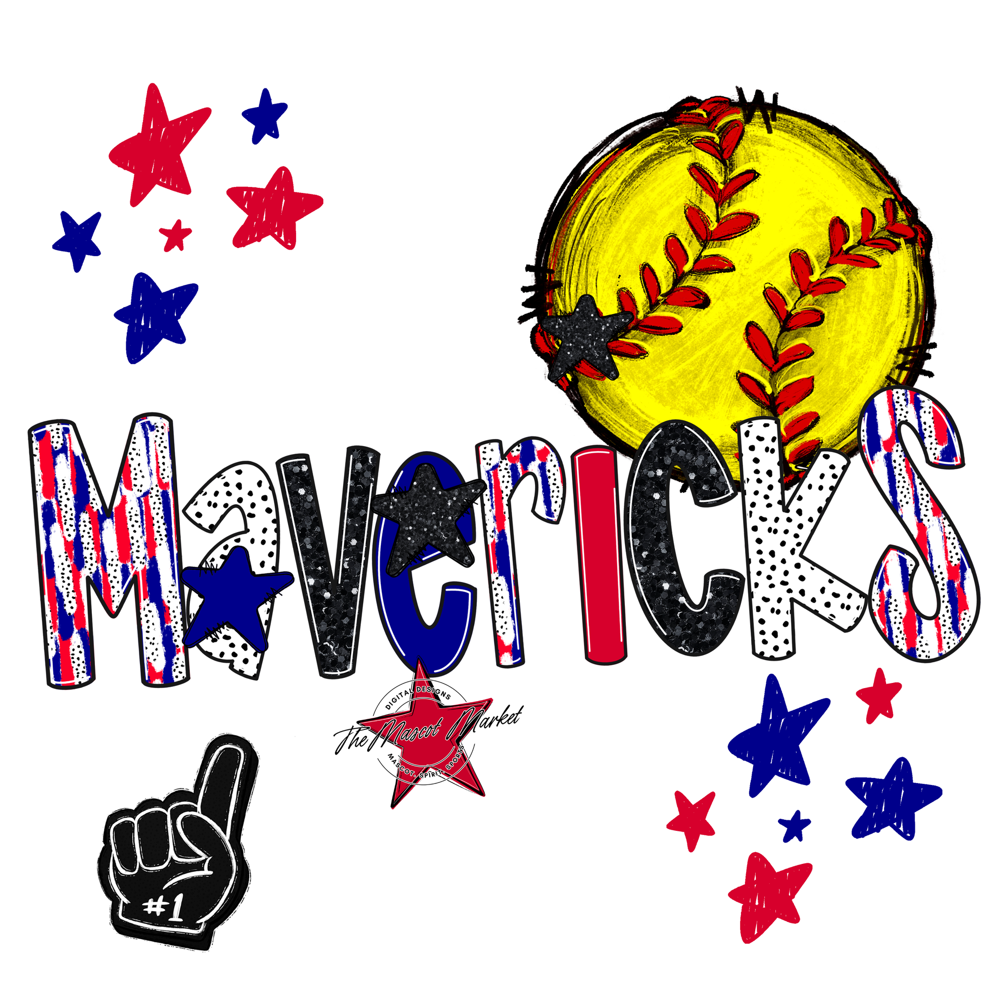 Mavericks Softball Scrape-Blue-Red