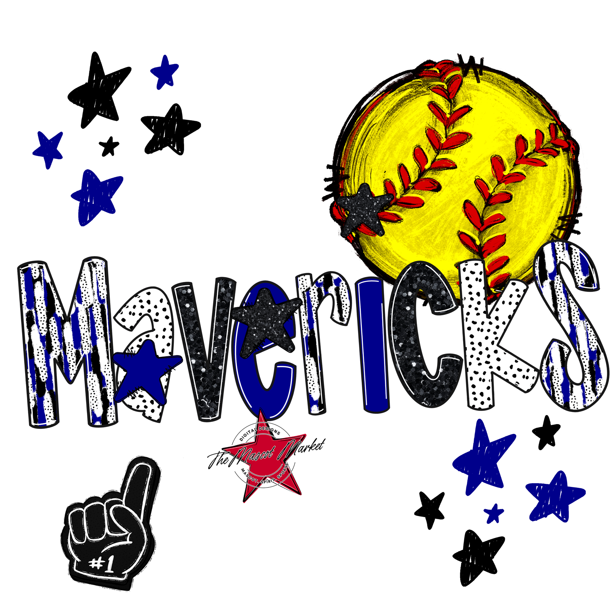 Mavericks Softball Scrape-Blue