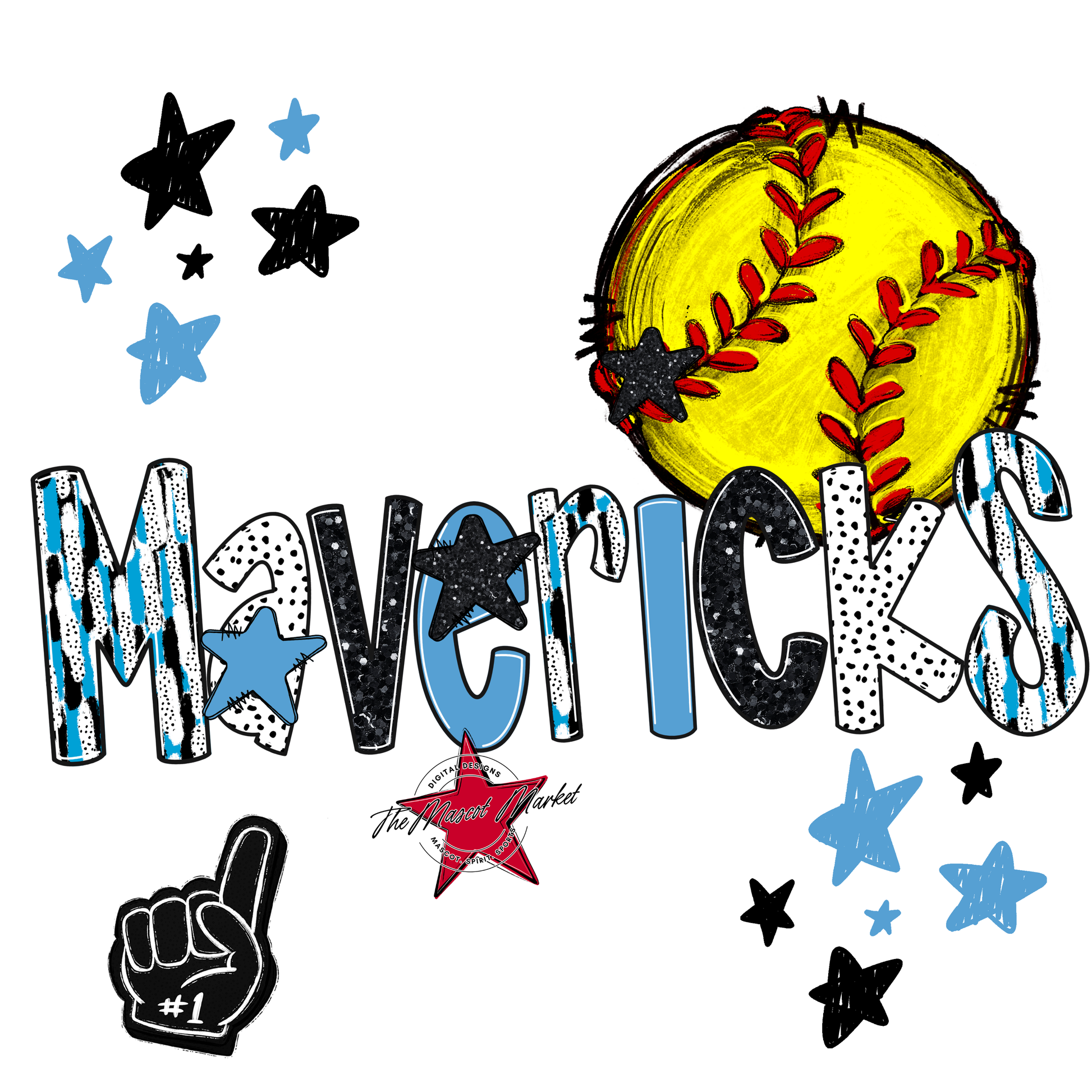 Mavericks Softball Scrape-Carolina Blue