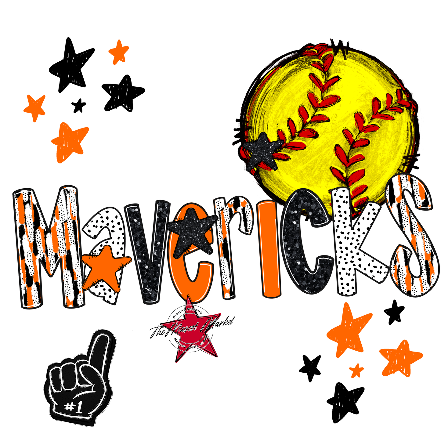 Mavericks Softball Scrape-Orange