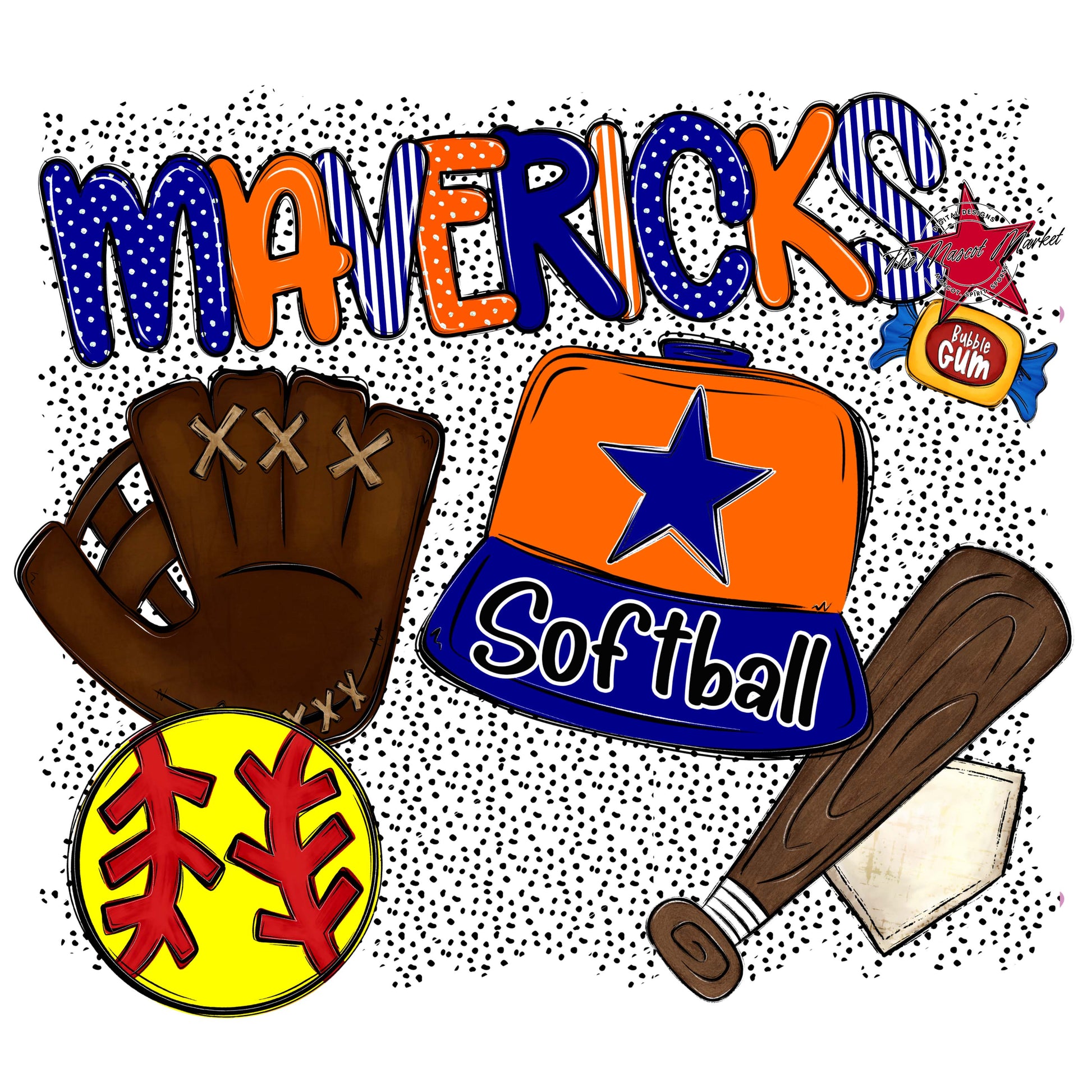 Mavericks Softball Spirit-Blue & Orange