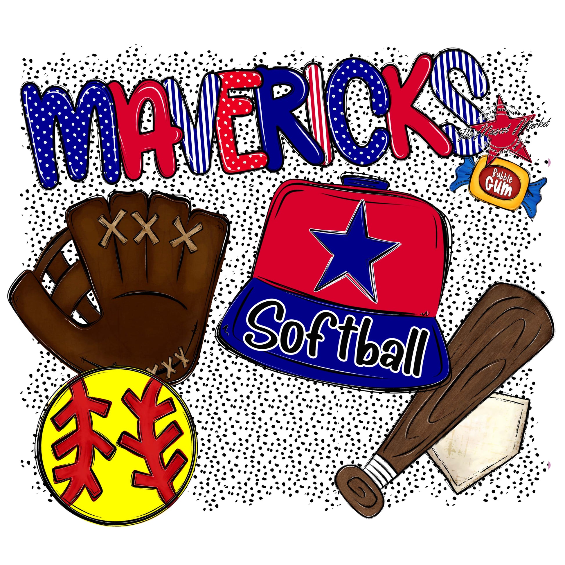 Mavericks Softball Spirit-Blue & Red