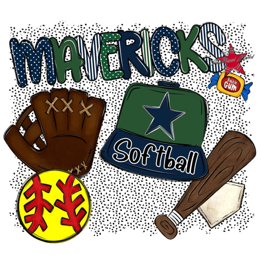 Mavericks Softball Spirit-Navy & Green