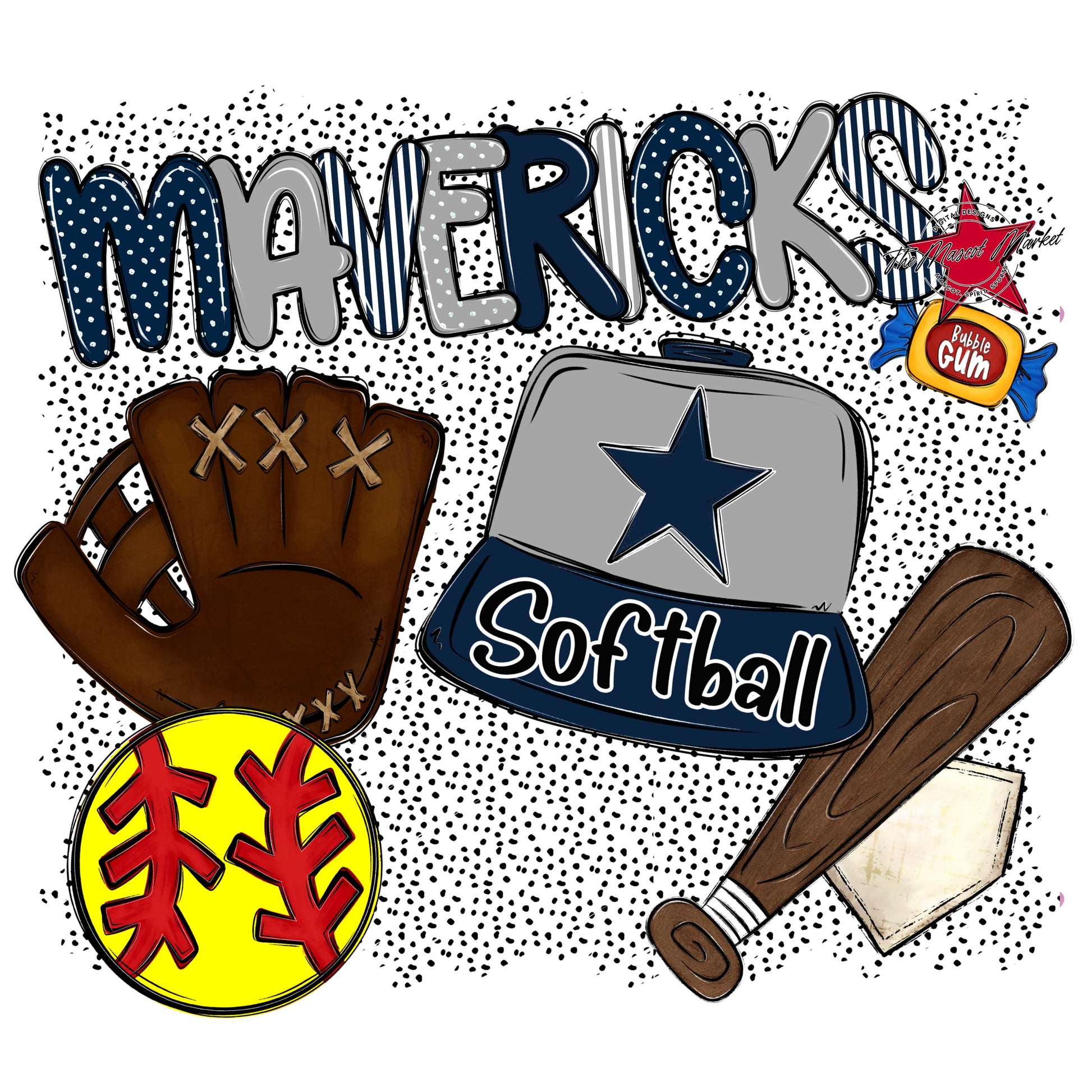 Mavericks Softball Spirit-Navy & Grey