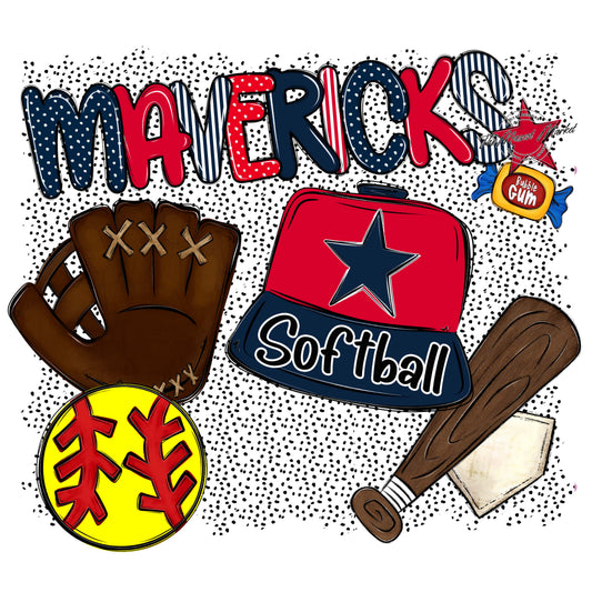 Mavericks Softball Spirit-Navy & Red