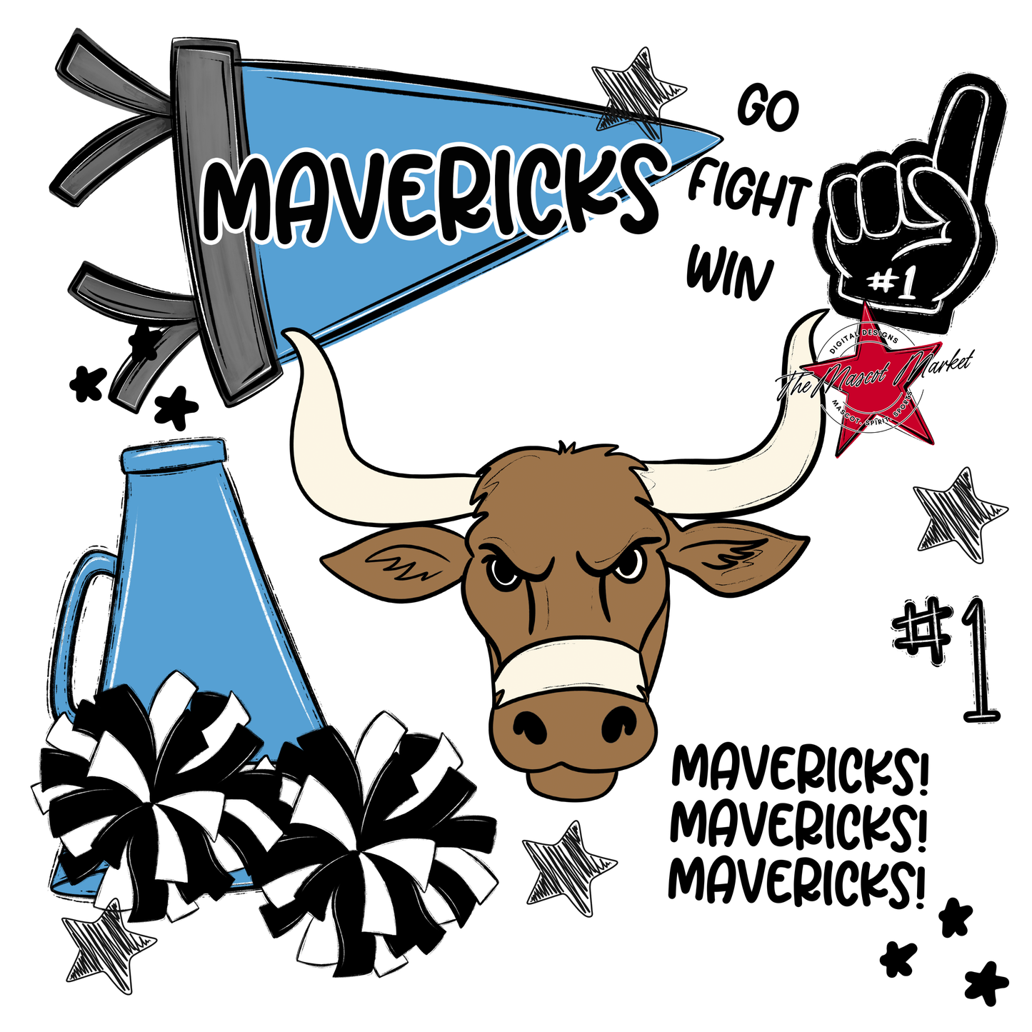 Mavericks Spirit Design-Carolina Blue
