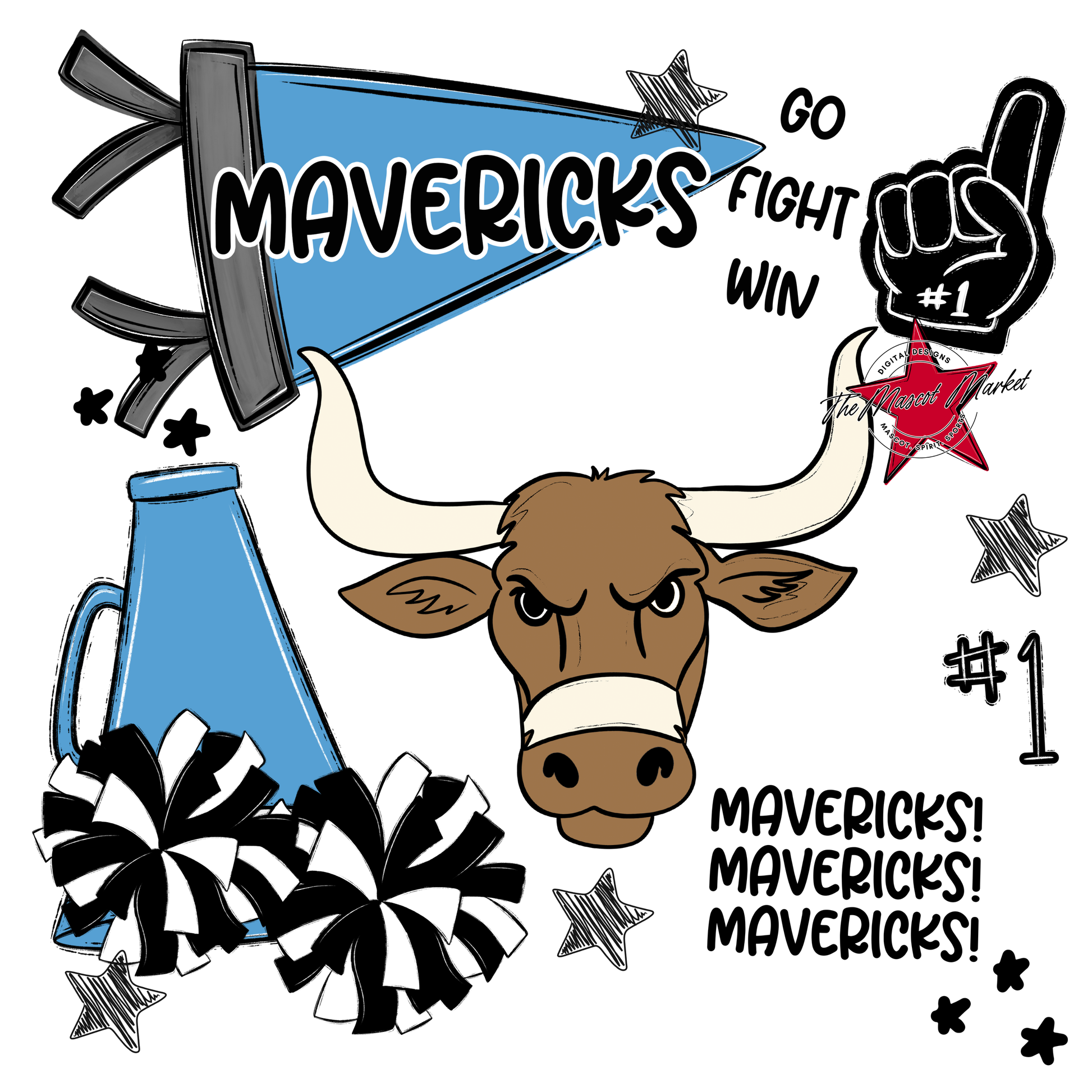 Mavericks Spirit Design-Carolina Blue