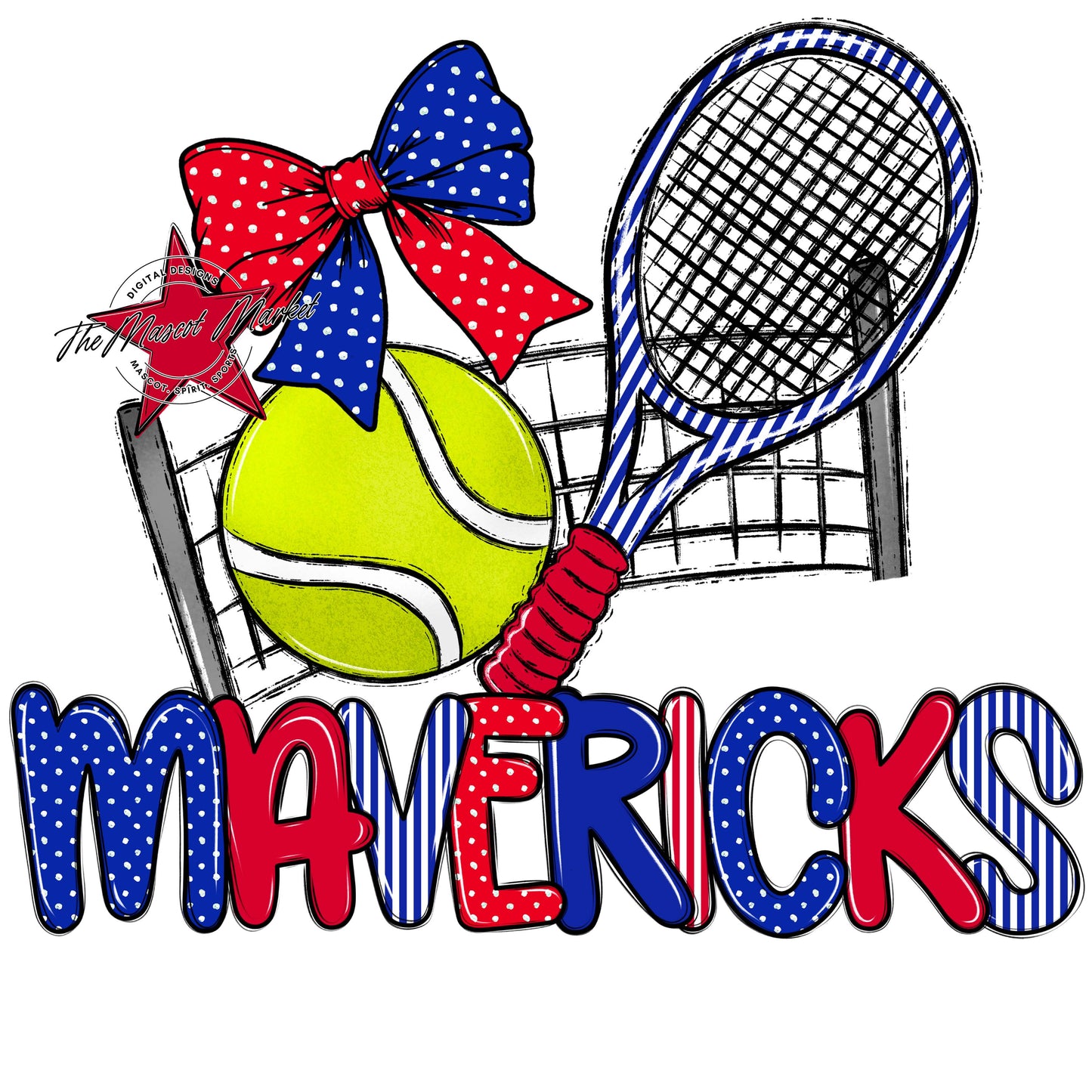 Mavericks Tennis Spirit Design-Royal Blue & Red