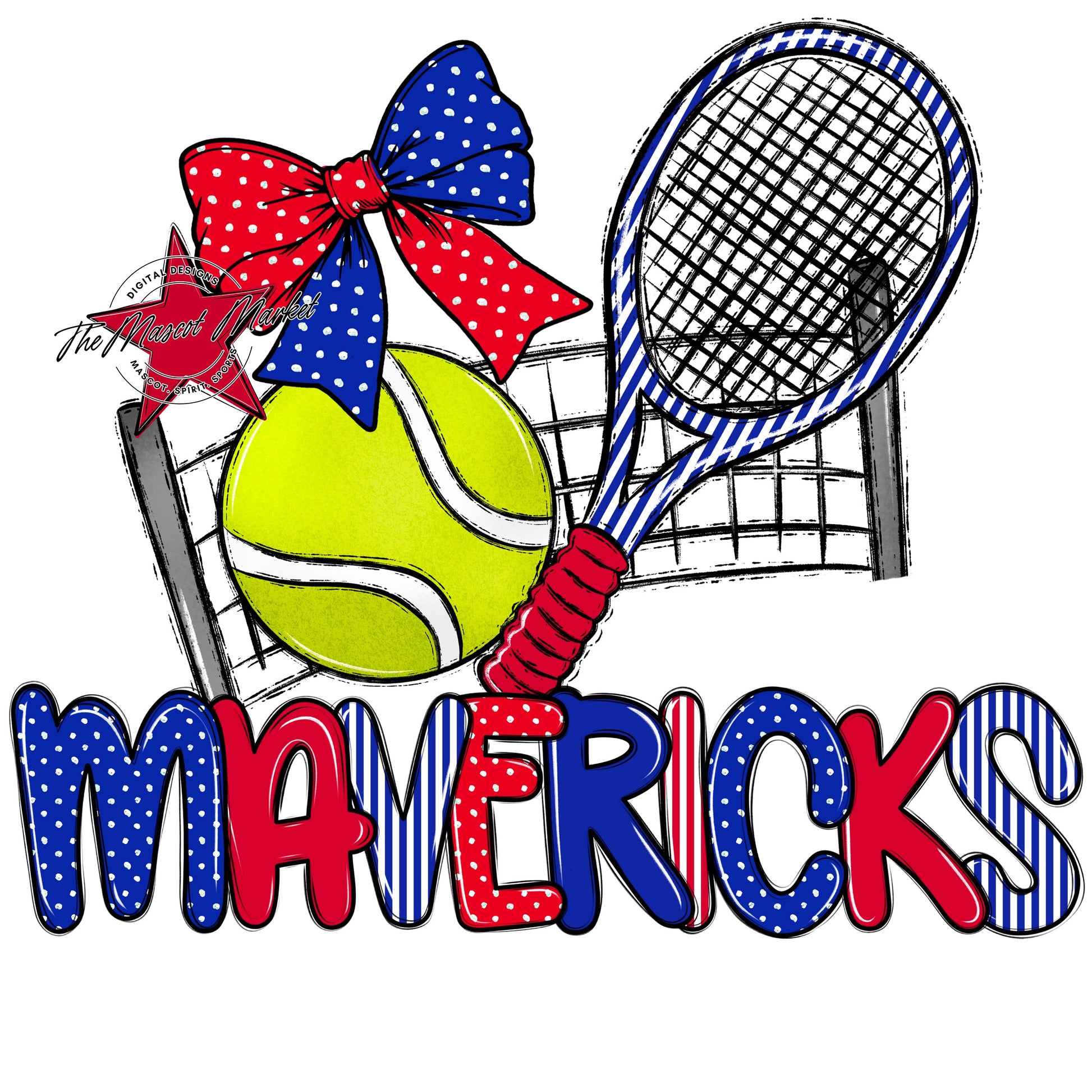 Mavericks Tennis Spirit Design-Royal Blue & Red