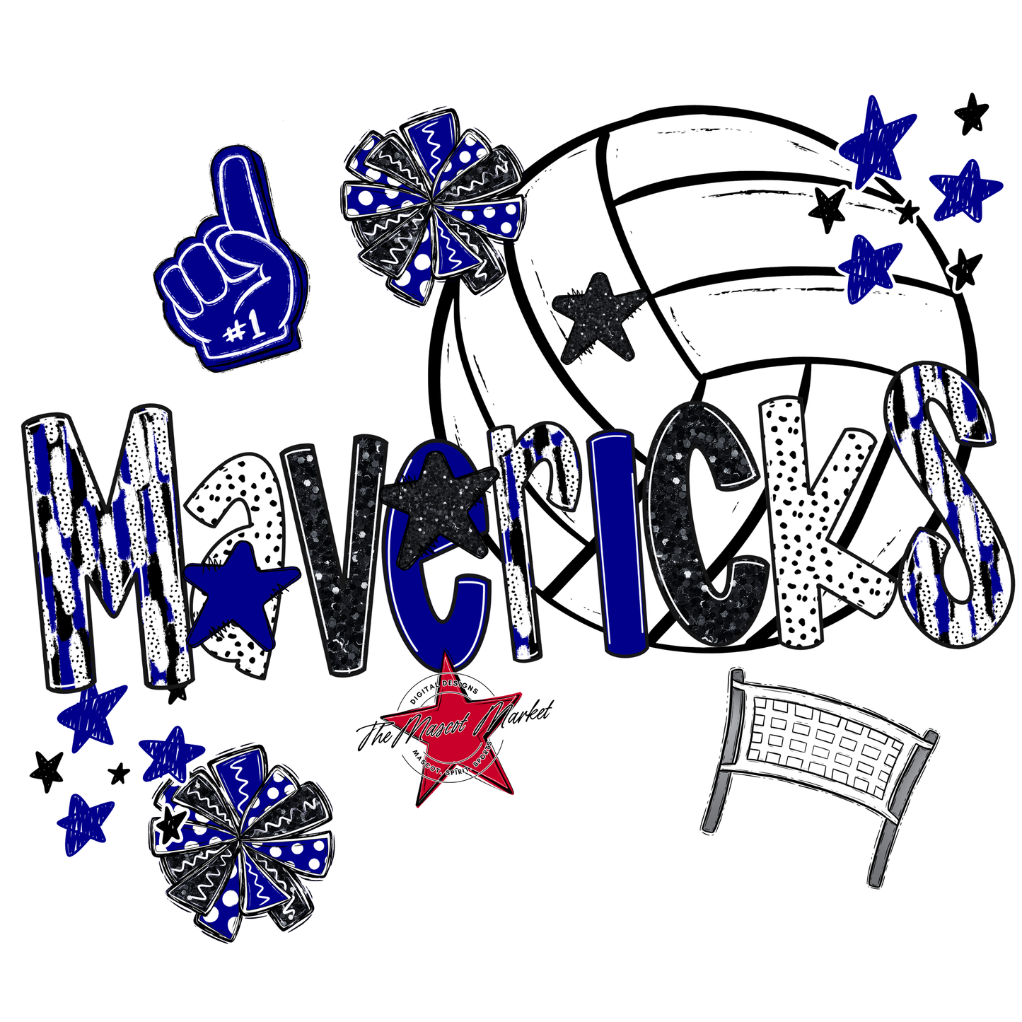 Mavericks Volleyball Scrape-Blue