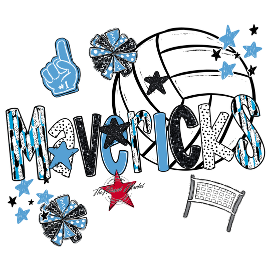 Mavericks Volleyball Scrape-Carolina Blue