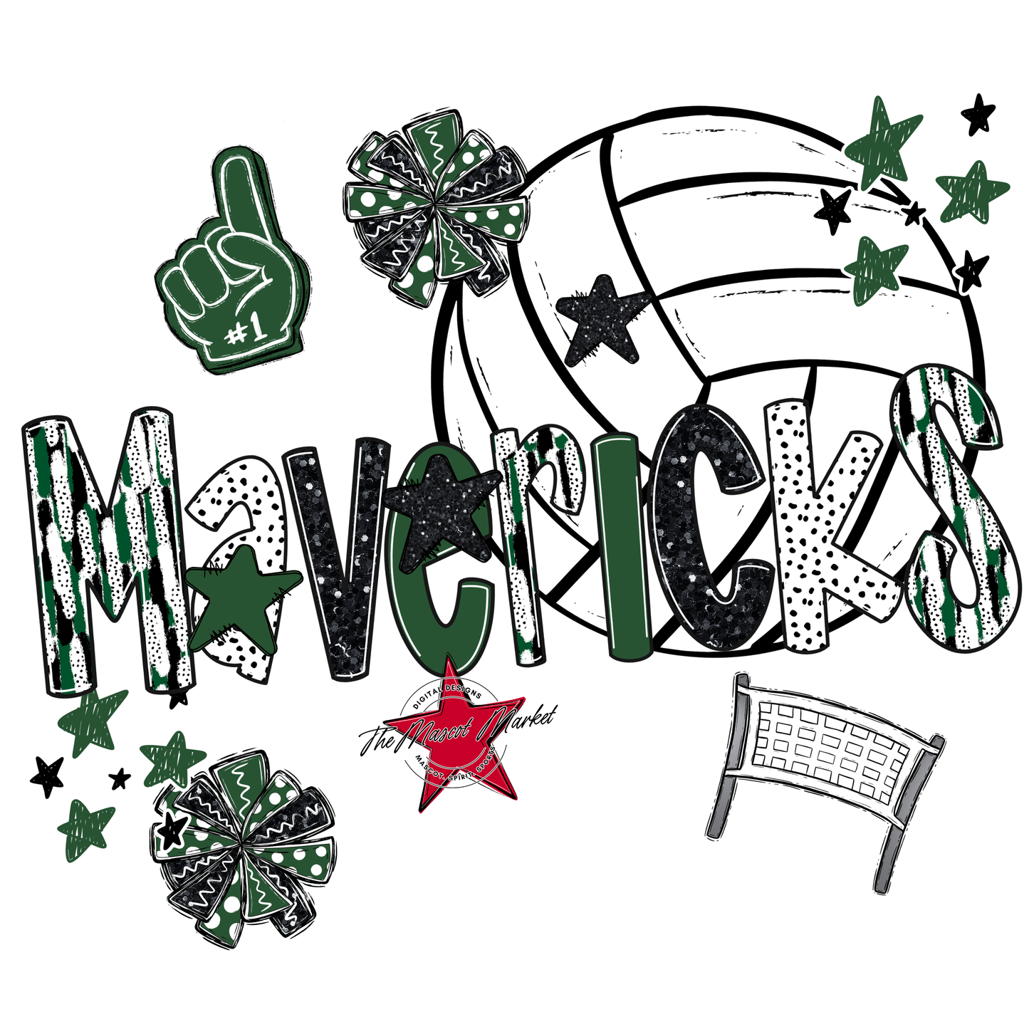 Mavericks Volleyball Scrape-Green