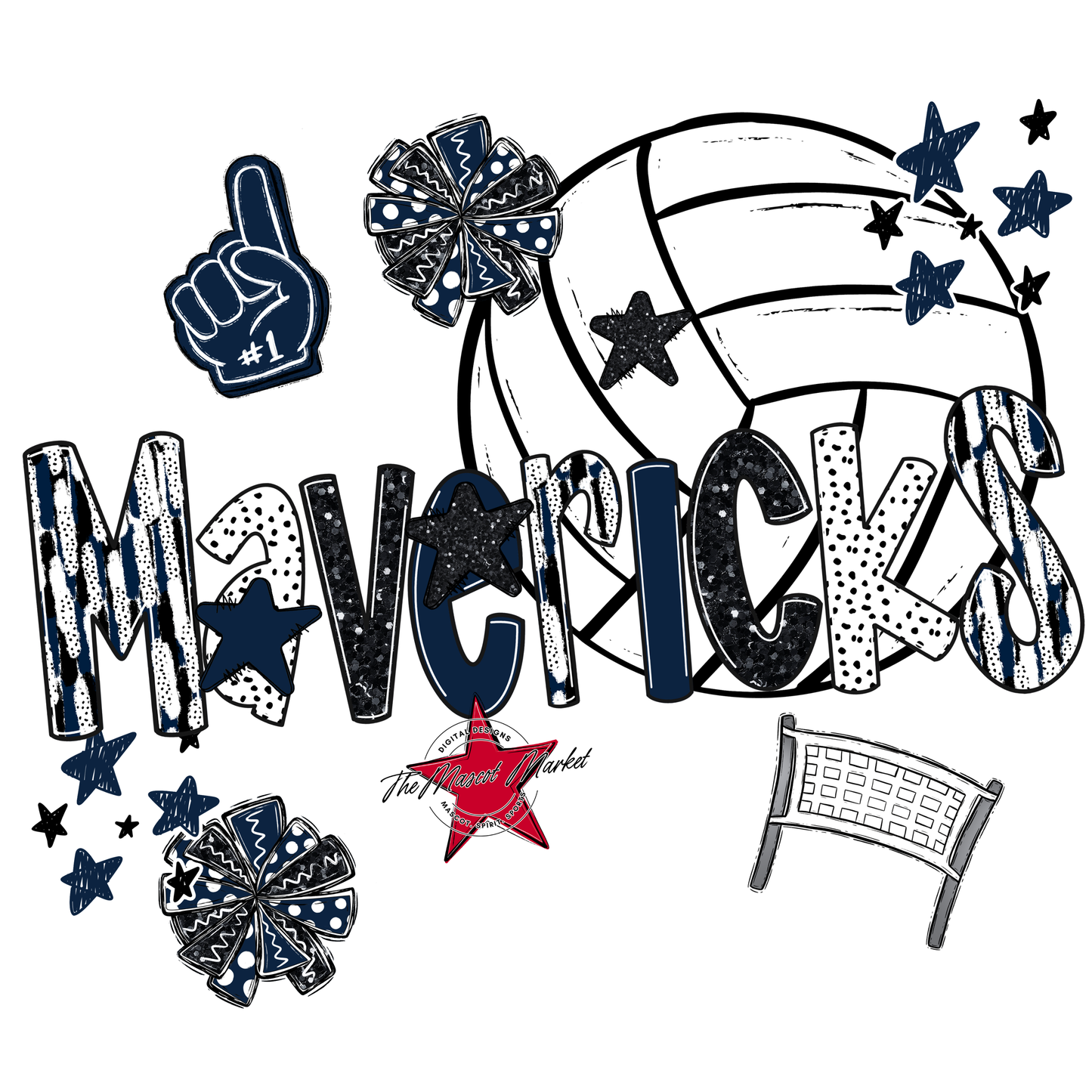Mavericks Volleyball Scrape-Navy