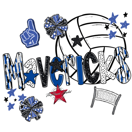 Mavericks Volleyball Scrape-Off Blue