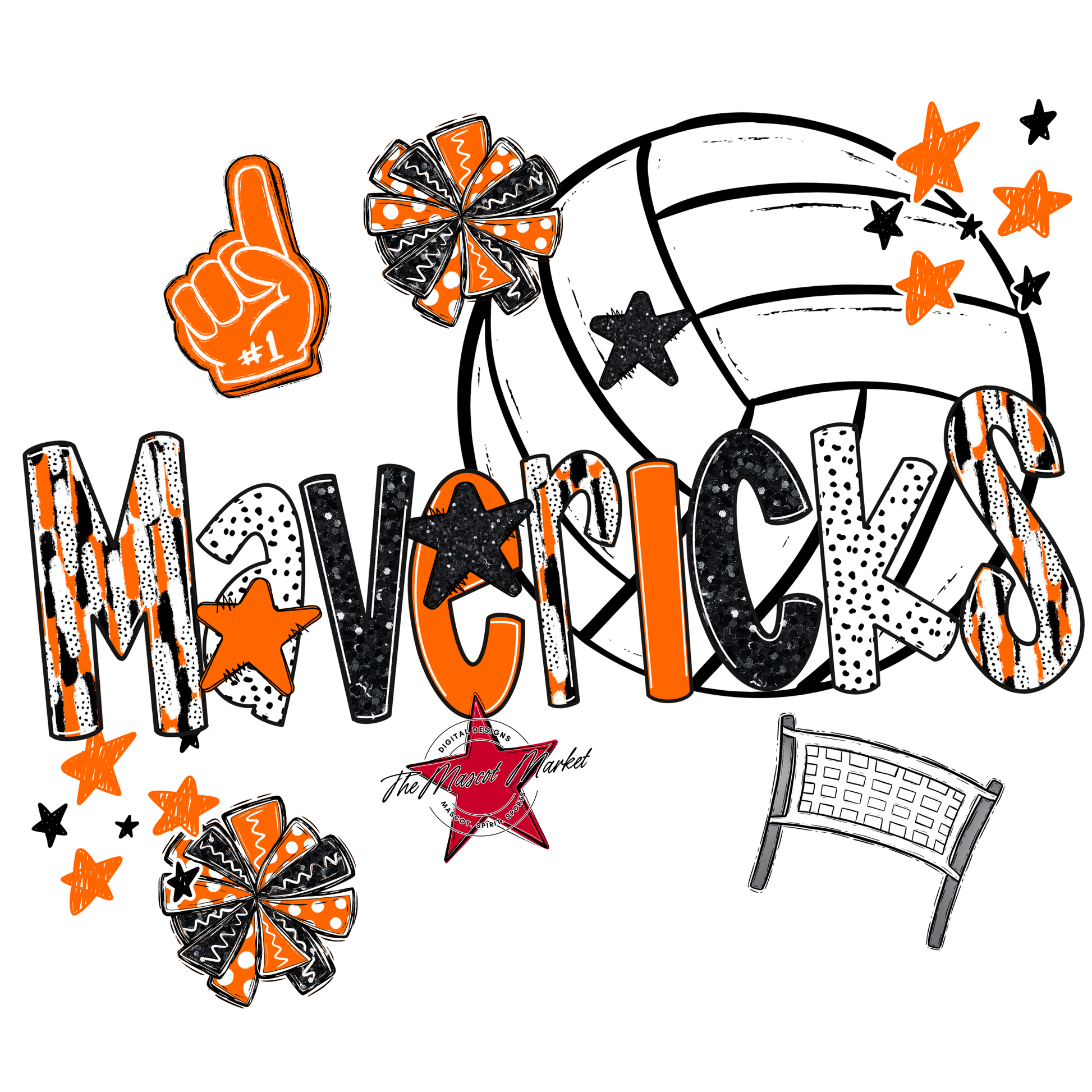 Mavericks Volleyball Scrape-Orange