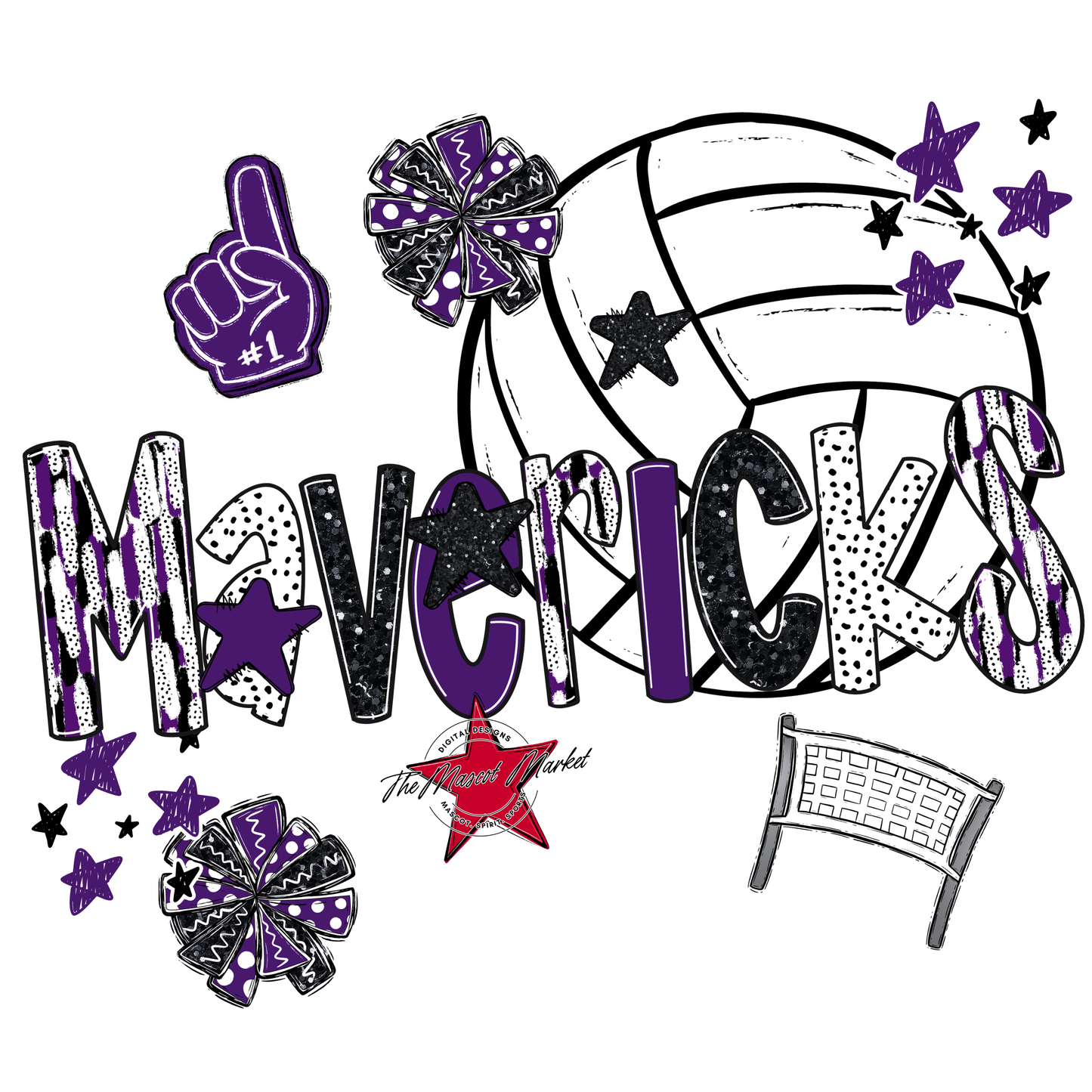 Mavericks Volleyball Scrape-Purple