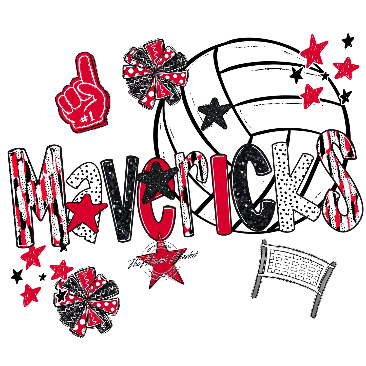 Mavericks Volleyball Scrape-Red