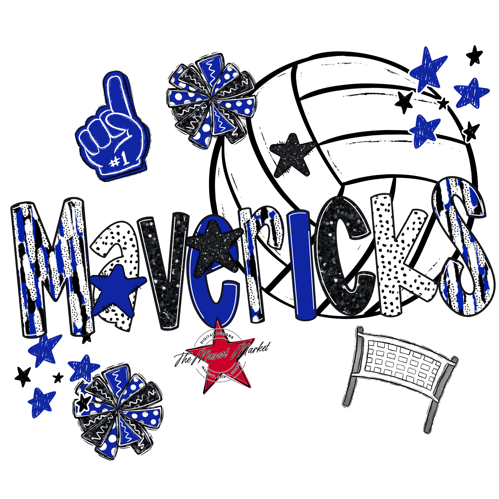 Mavericks Volleyball Scrape-Royal Blue