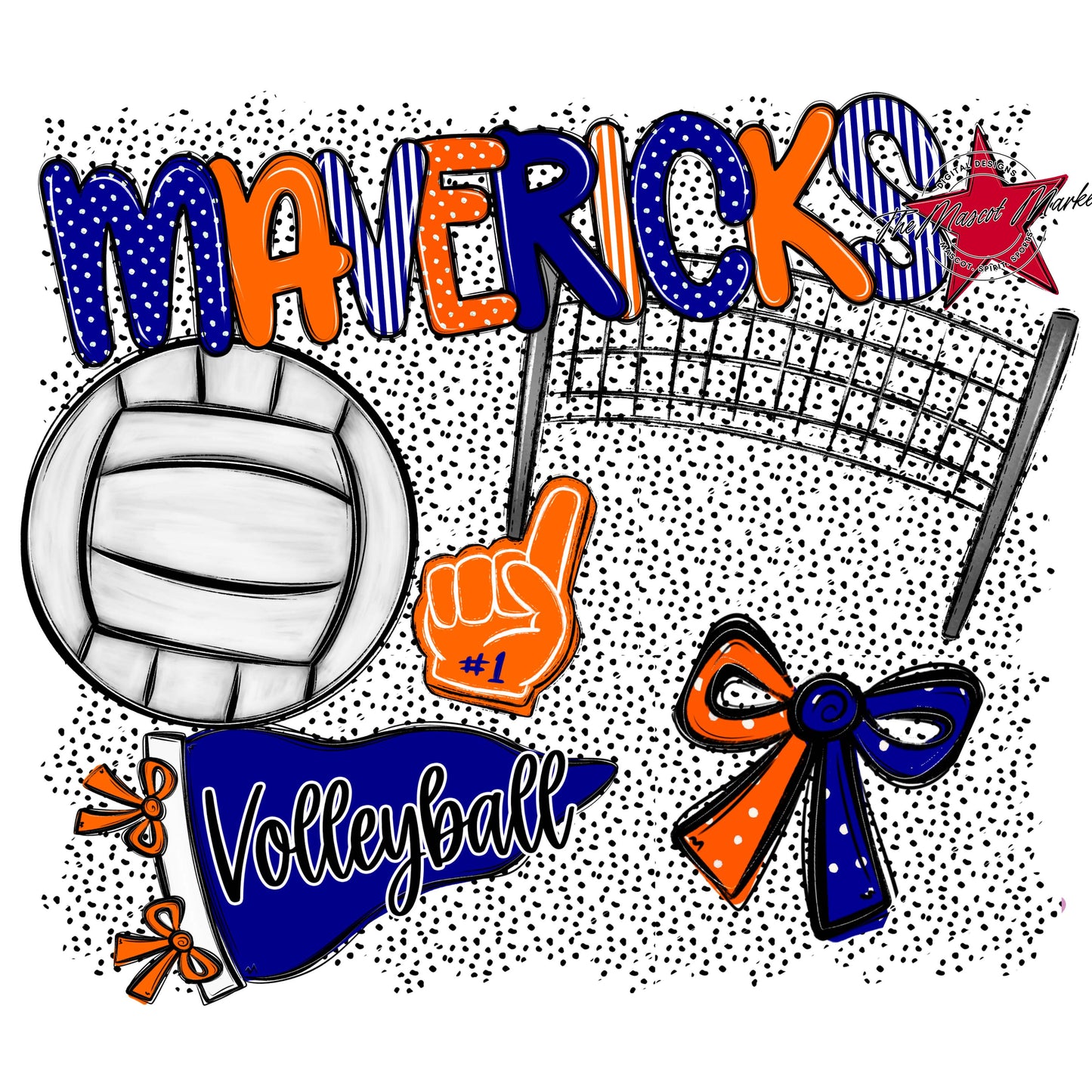 Mavericks Volleyball Spirit-Blue & Orange
