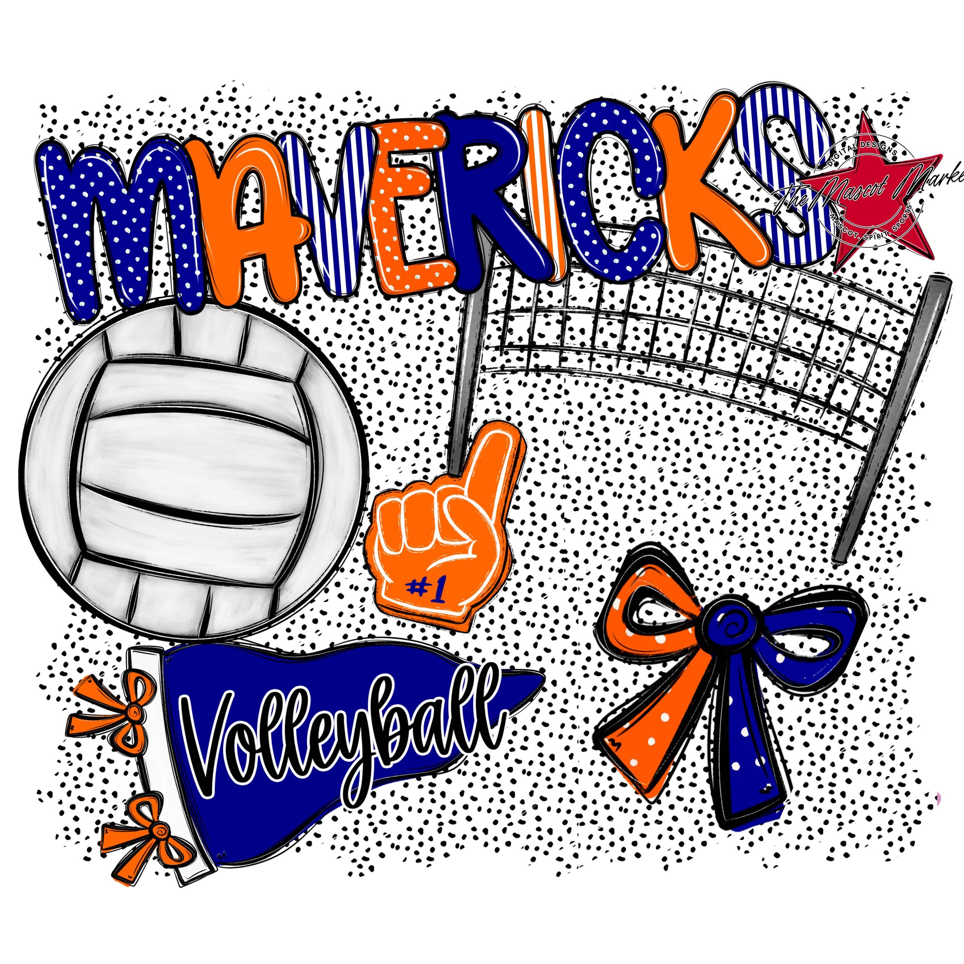 Mavericks Volleyball Spirit-Blue & Orange