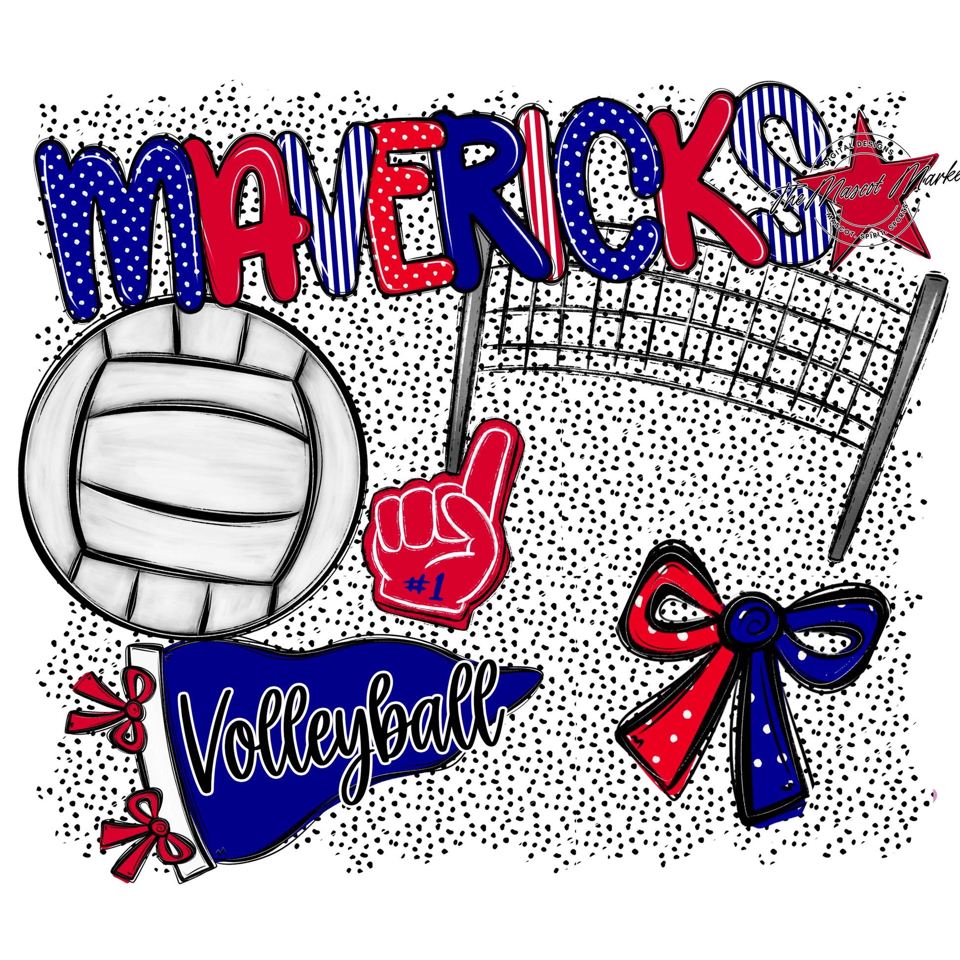 Mavericks Volleyball Spirit-Blue & Red