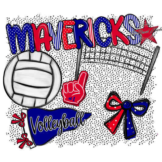 Mavericks Volleyball Spirit-Blue & Red