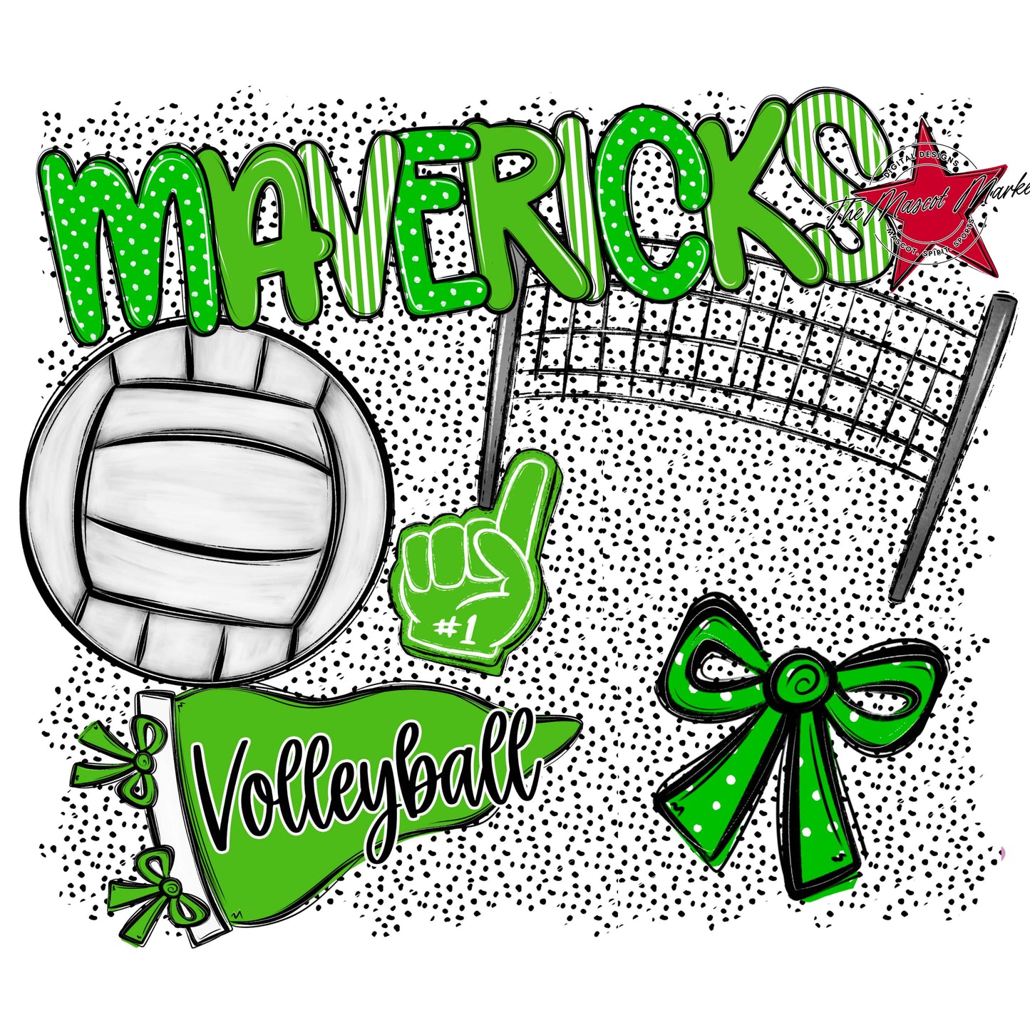 Mavericks Volleyball Spirit-Bright Green