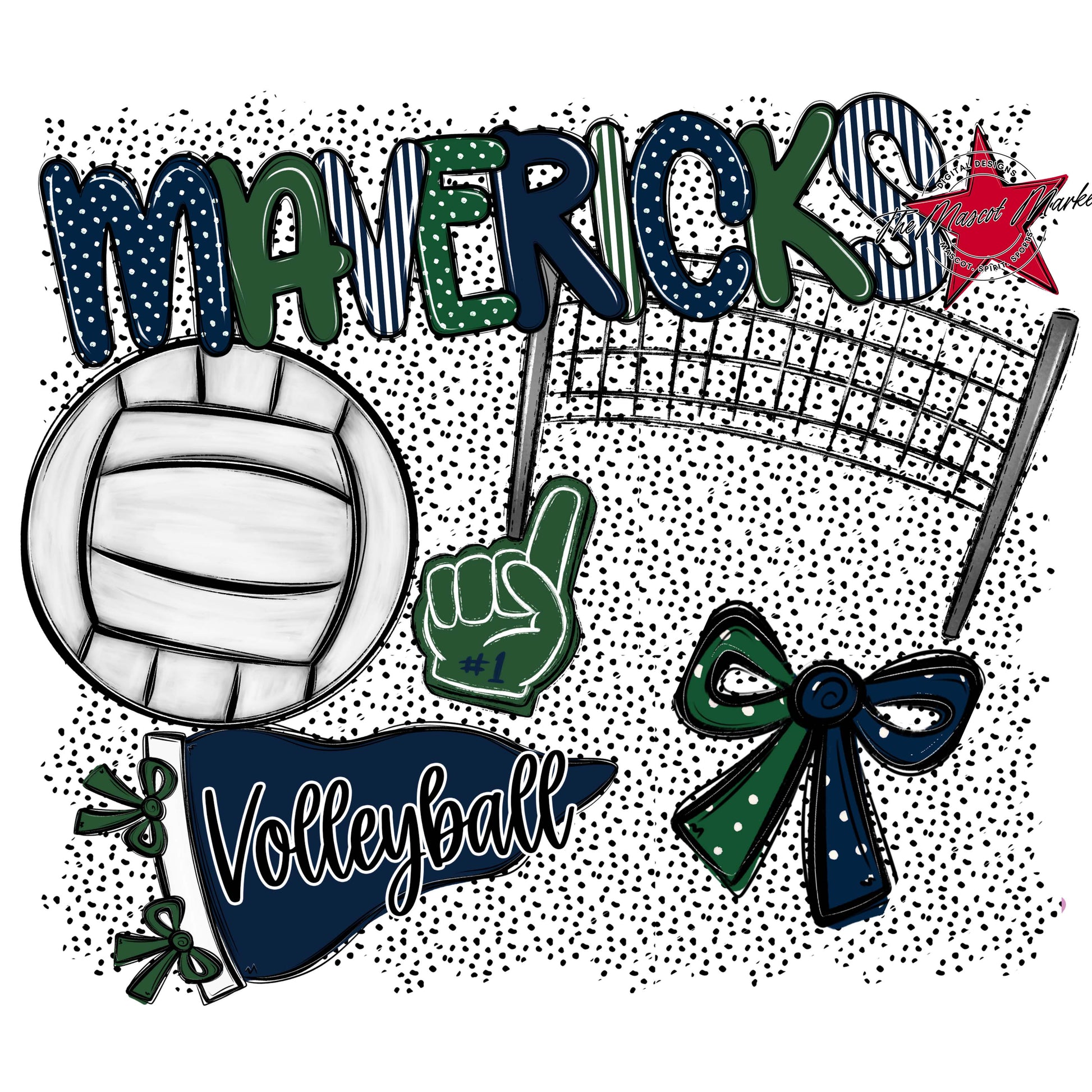 Mavericks Volleyball Spirit-Navy & Green