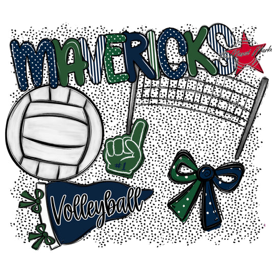 Mavericks Volleyball Spirit-Navy & Green