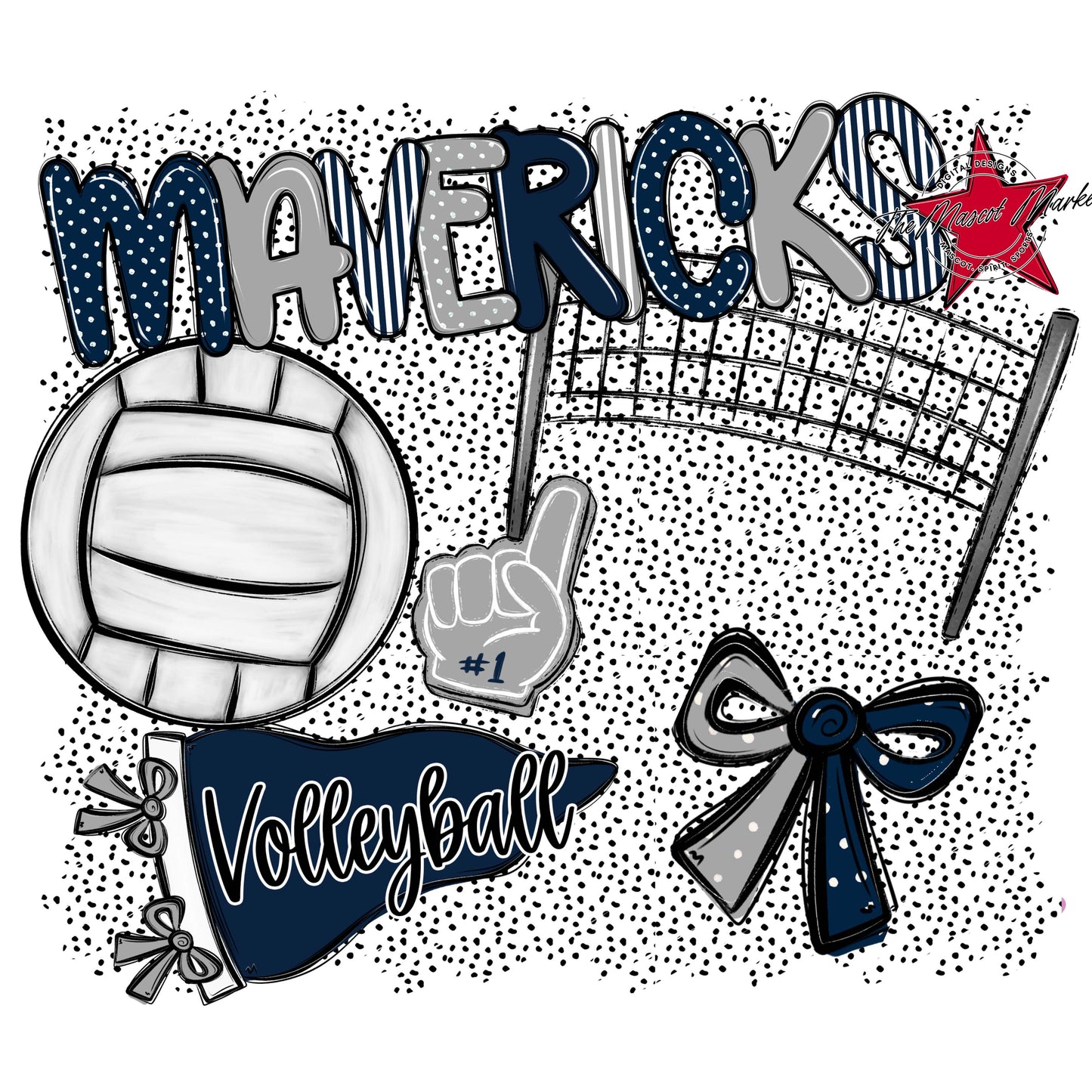Mavericks Volleyball Spirit-Navy & Grey