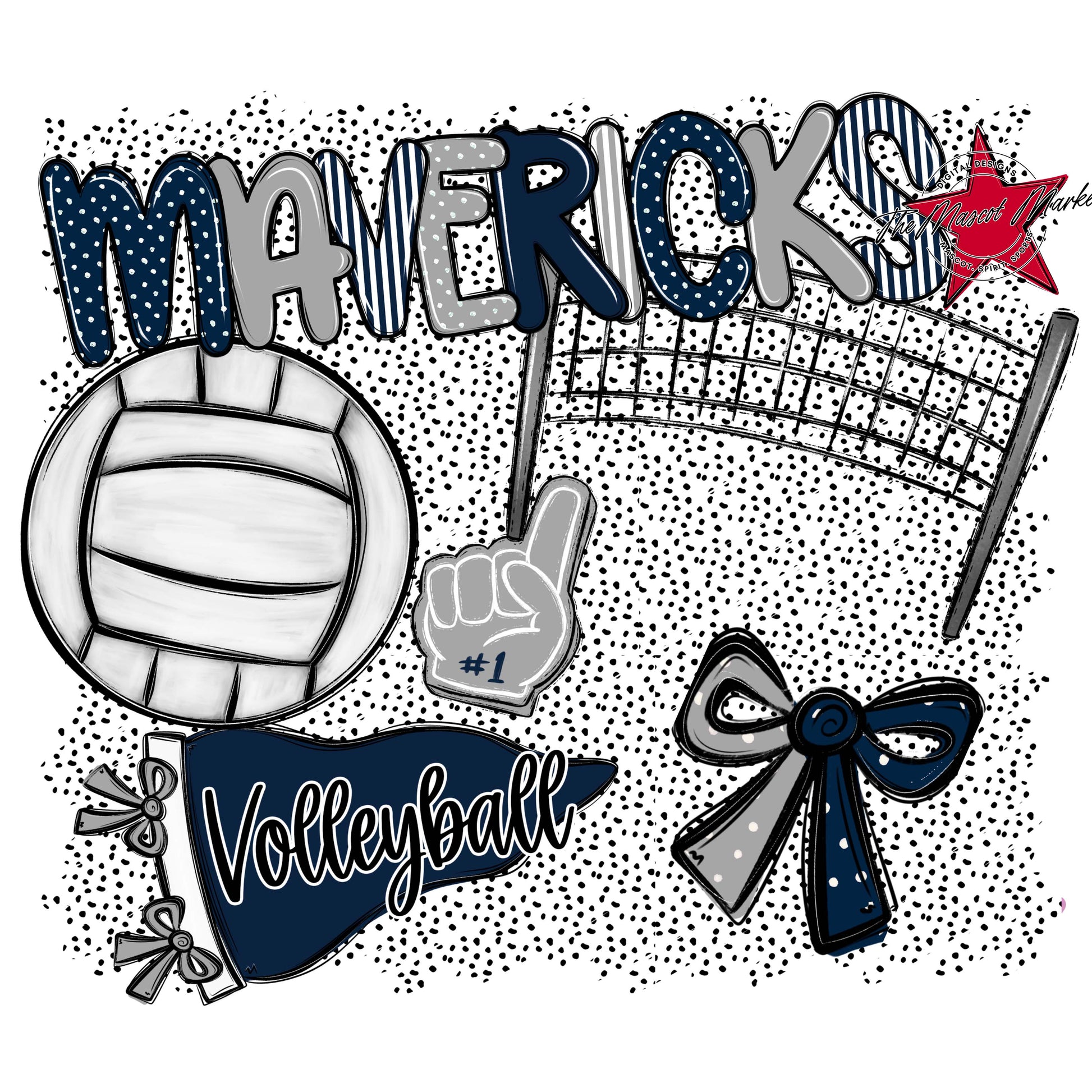 Mavericks Volleyball Spirit-Navy & Grey