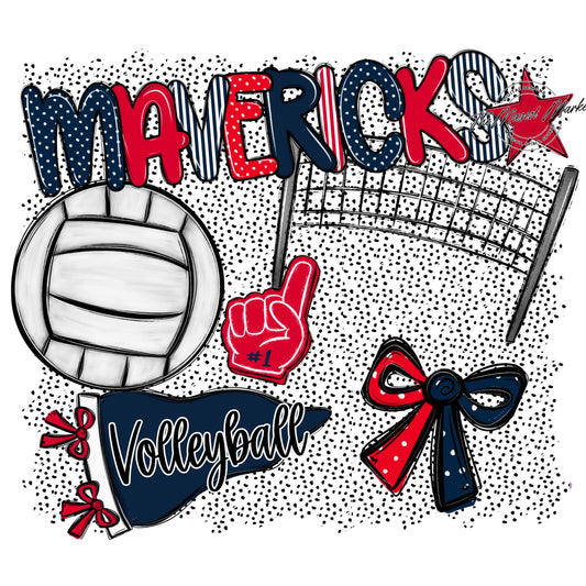 Mavericks Volleyball Spirit-Navy & Red