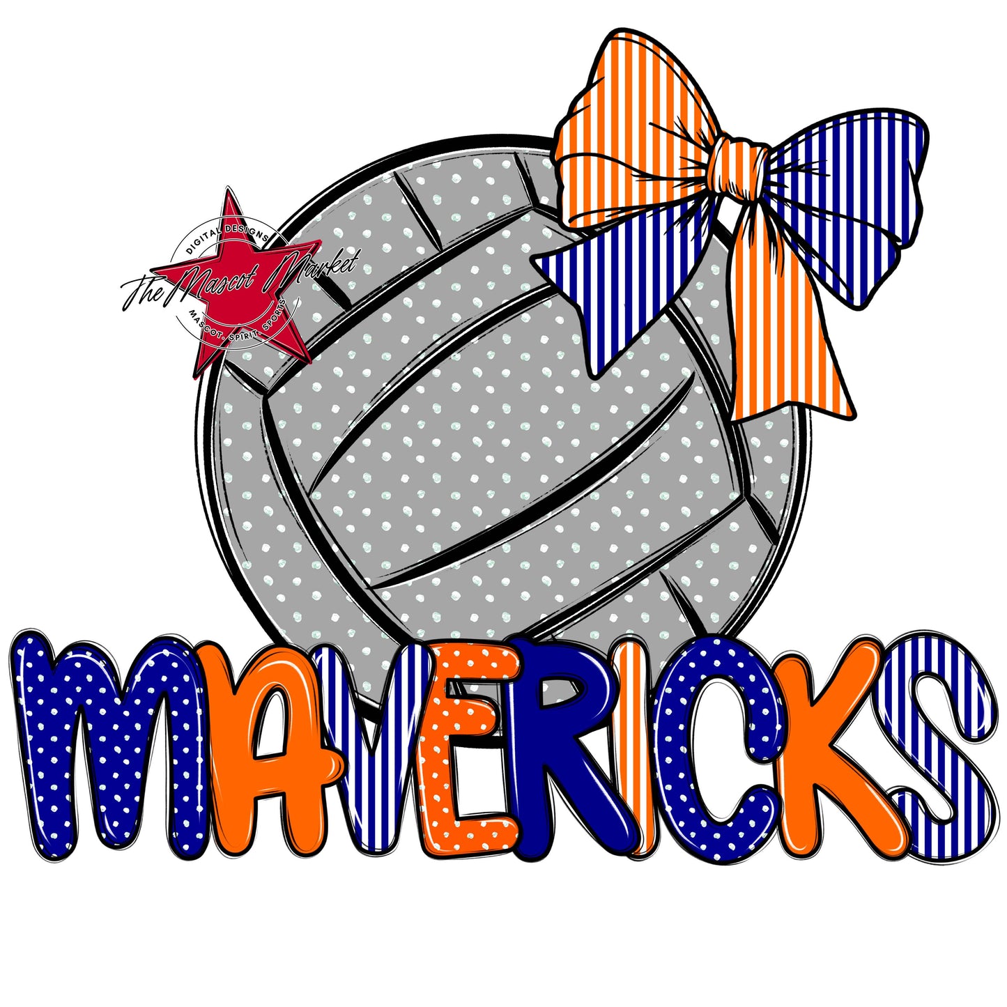 Mavericks Volleyball Spirit Design-Blue & Orange