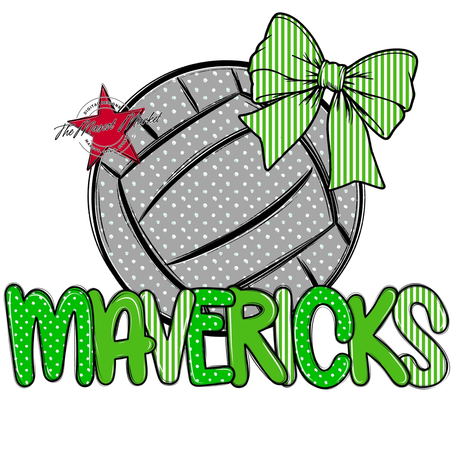 Mavericks Volleyball Spirit Design-Bright Green