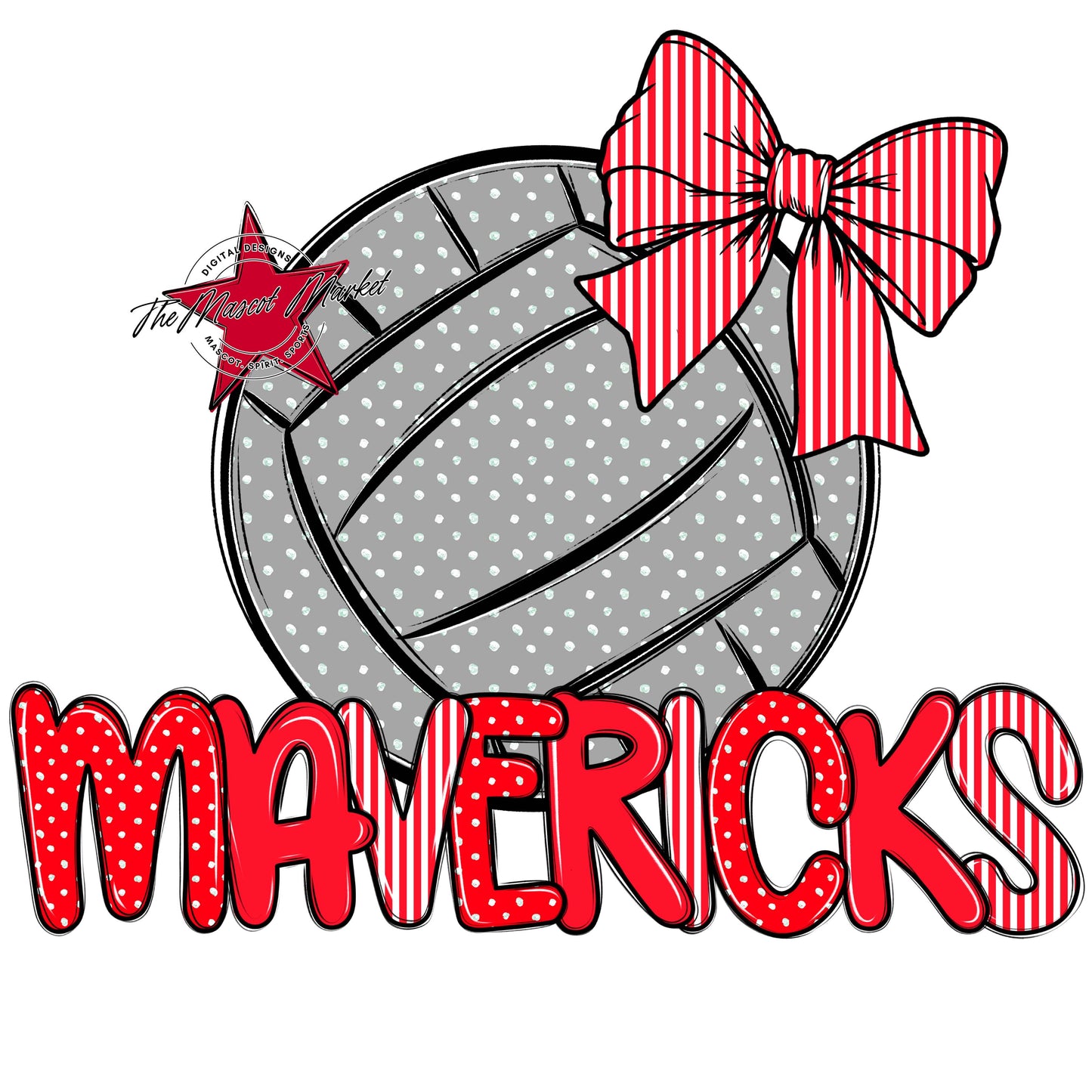 Mavericks Volleyball Spirit Design-Bright Red