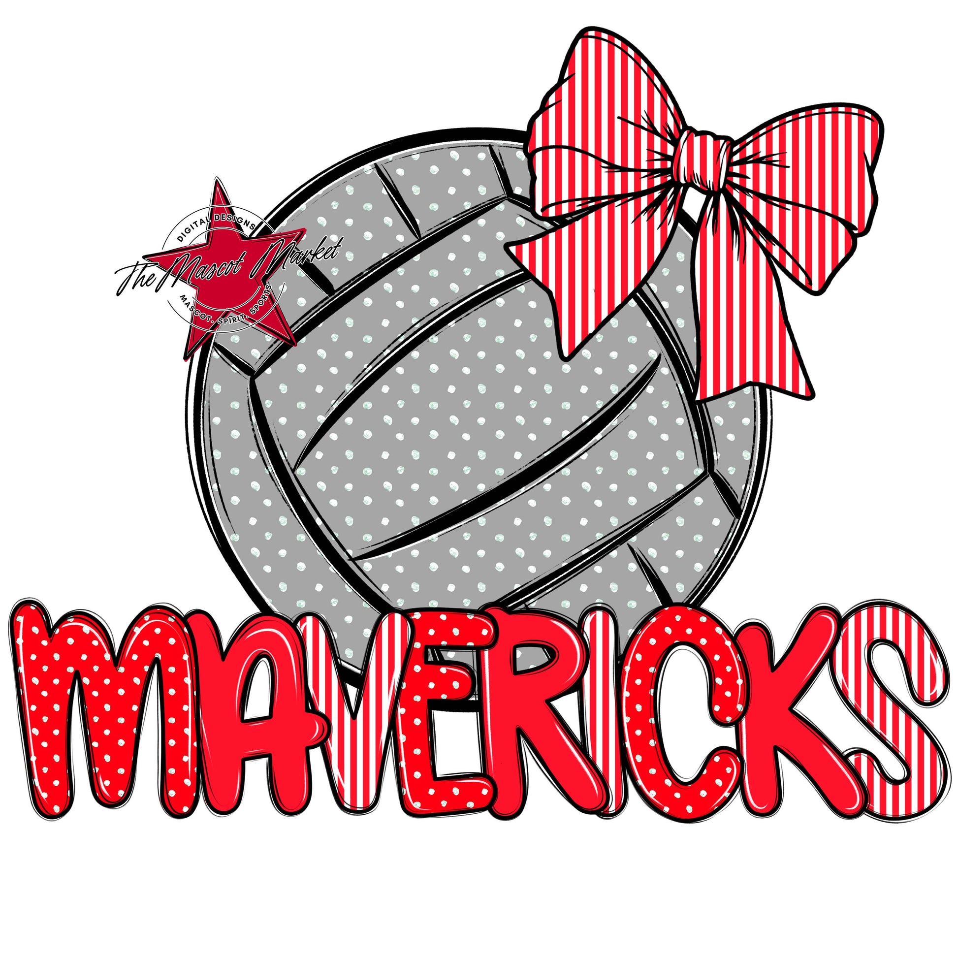 Mavericks Volleyball Spirit Design-Bright Red