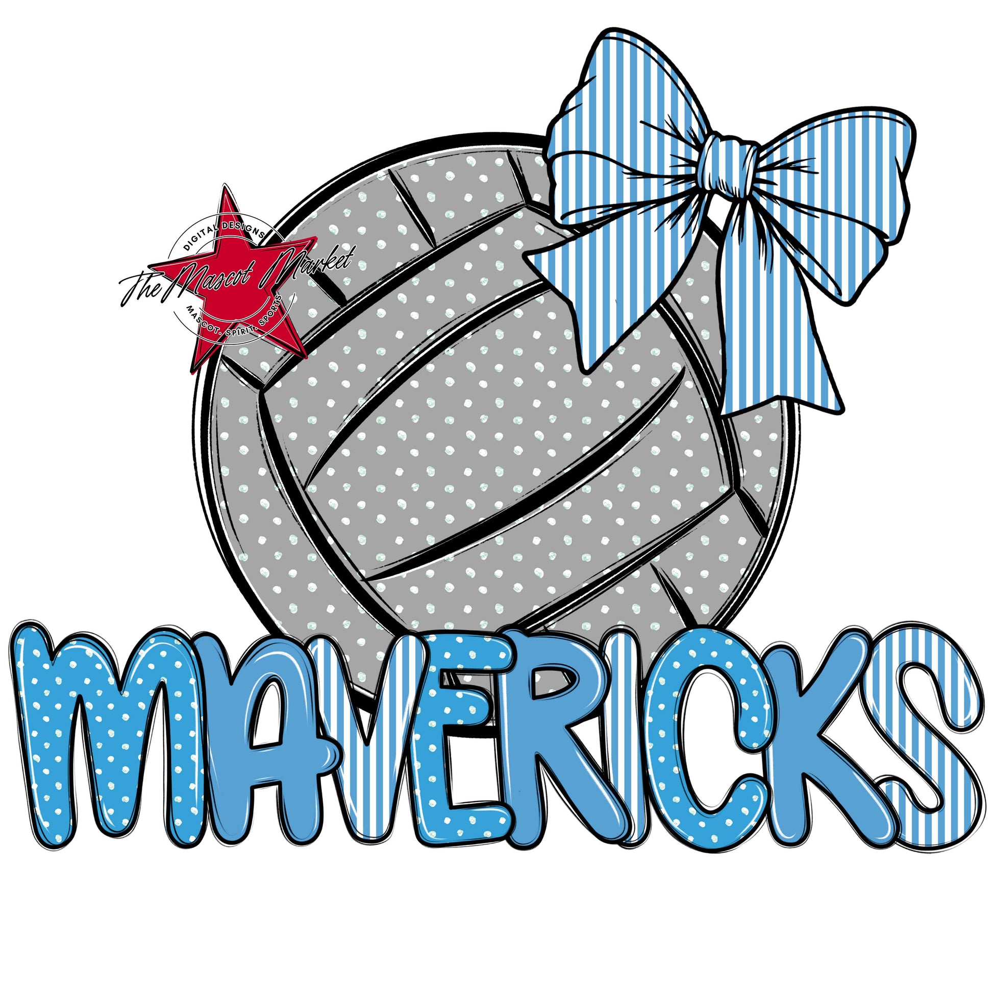 Mavericks Volleyball Spirit Design-Carolina Blue