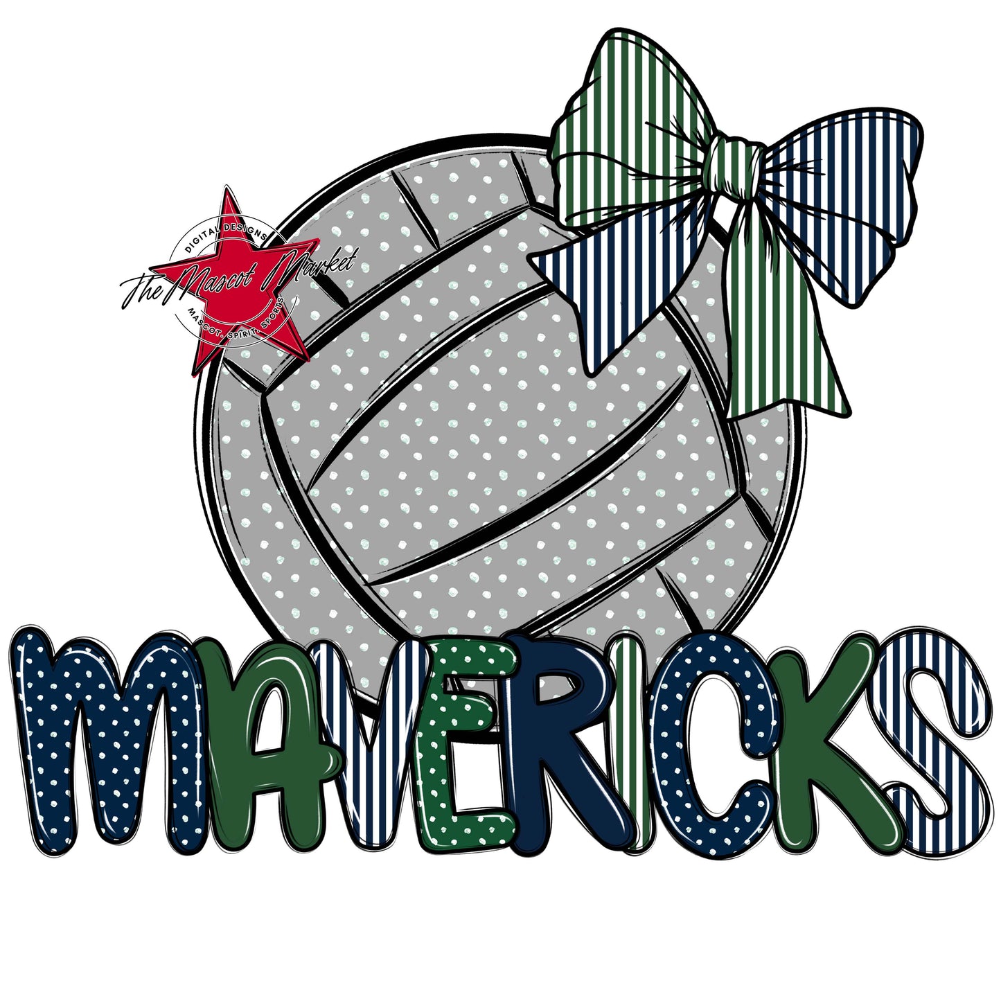 Mavericks Volleyball Spirit Design-Navy & Green