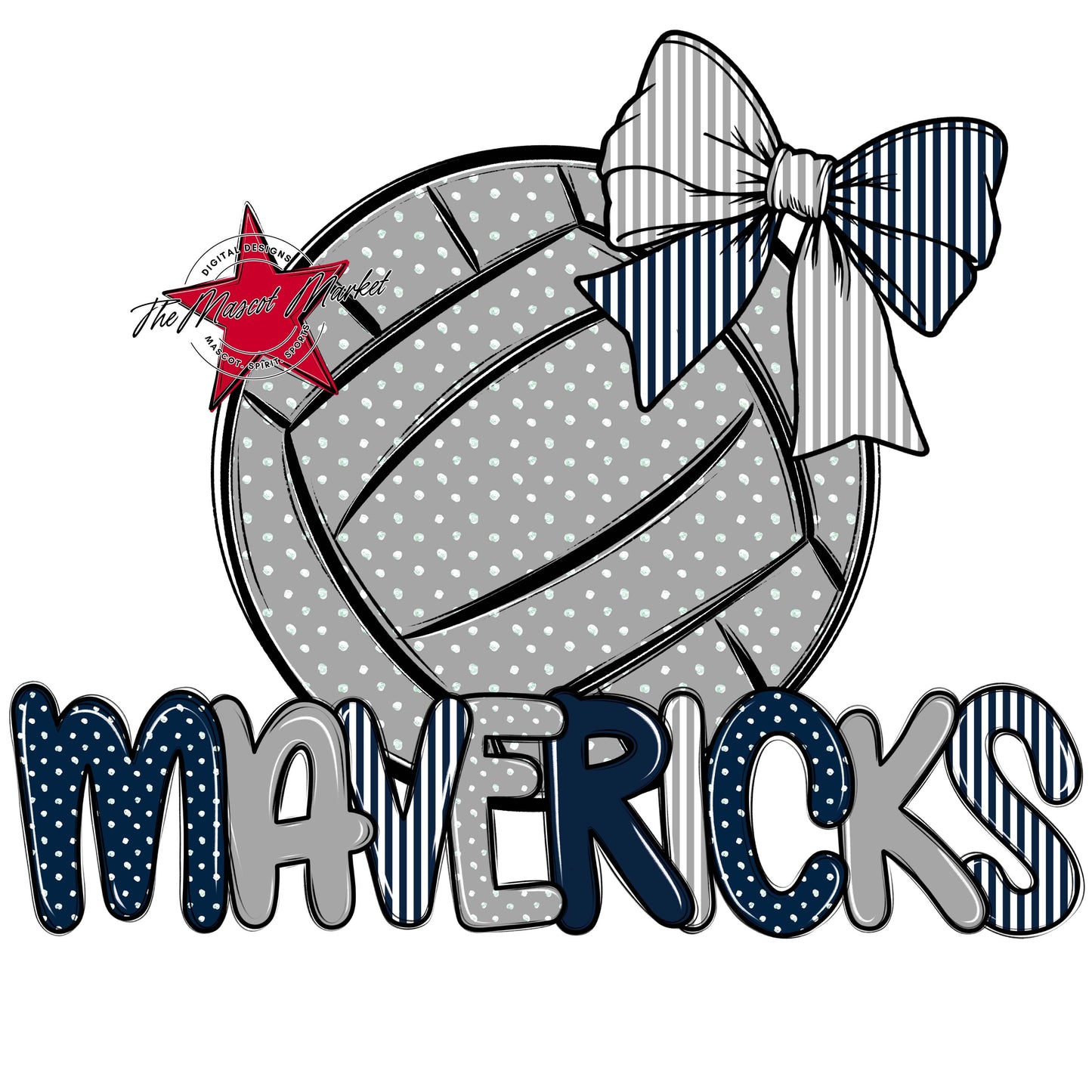 Mavericks Volleyball Spirit Design-Navy & Grey