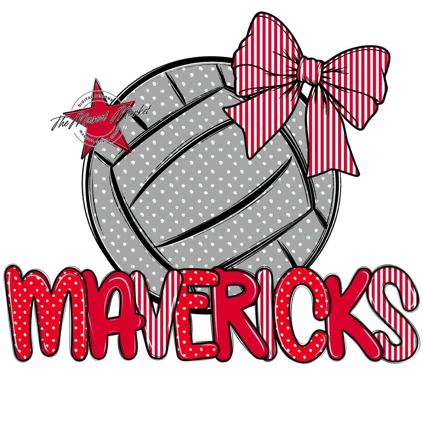 Mavericks Volleyball Spirit Design-Red