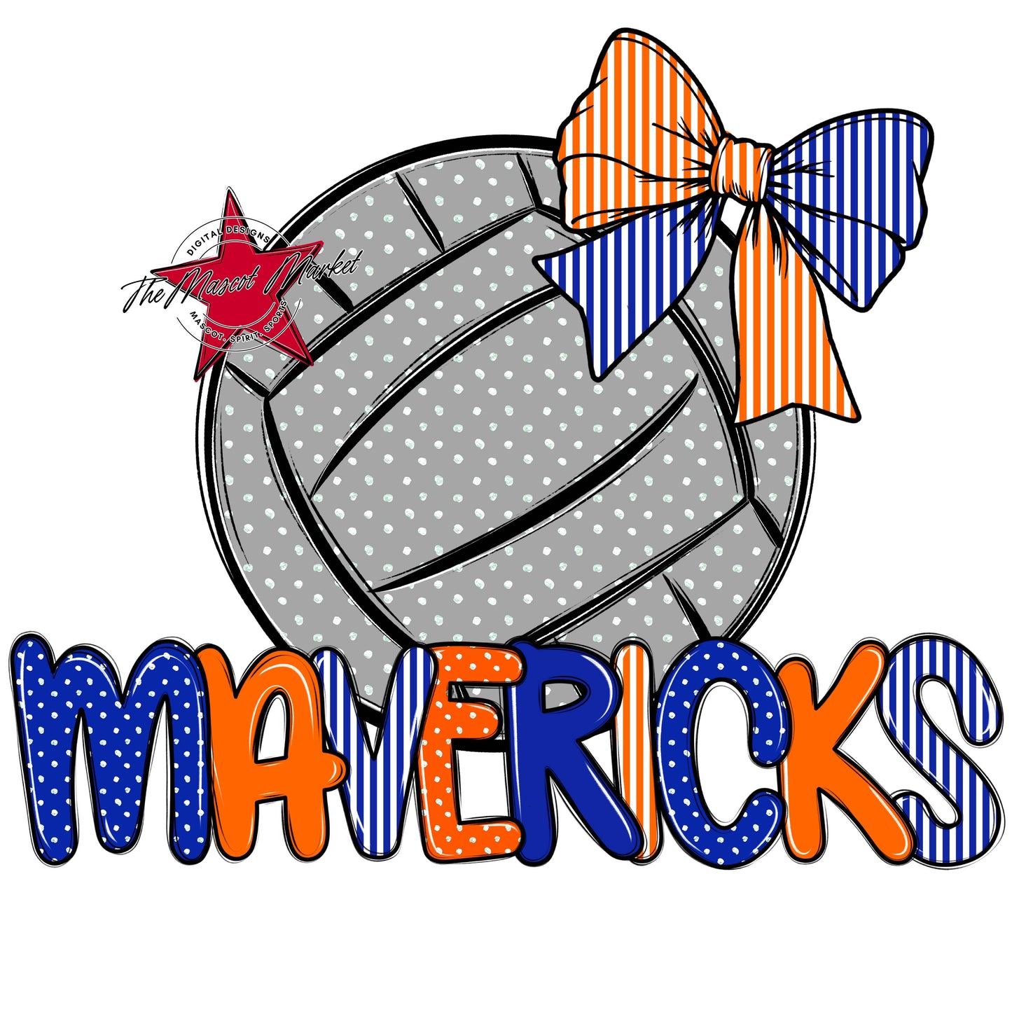 Mavericks Volleyball Spirit Design-Royal Blue & Orange
