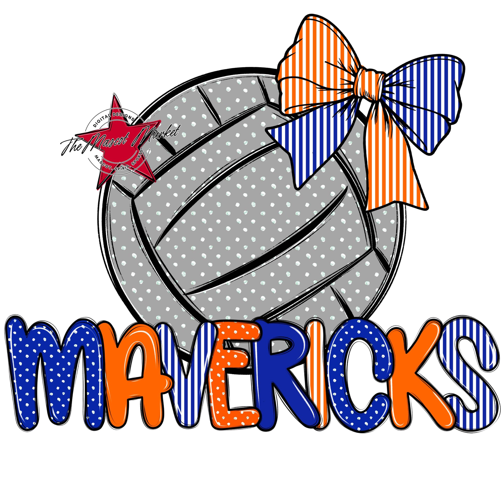 Mavericks Volleyball Spirit Design-Royal Blue & Orange