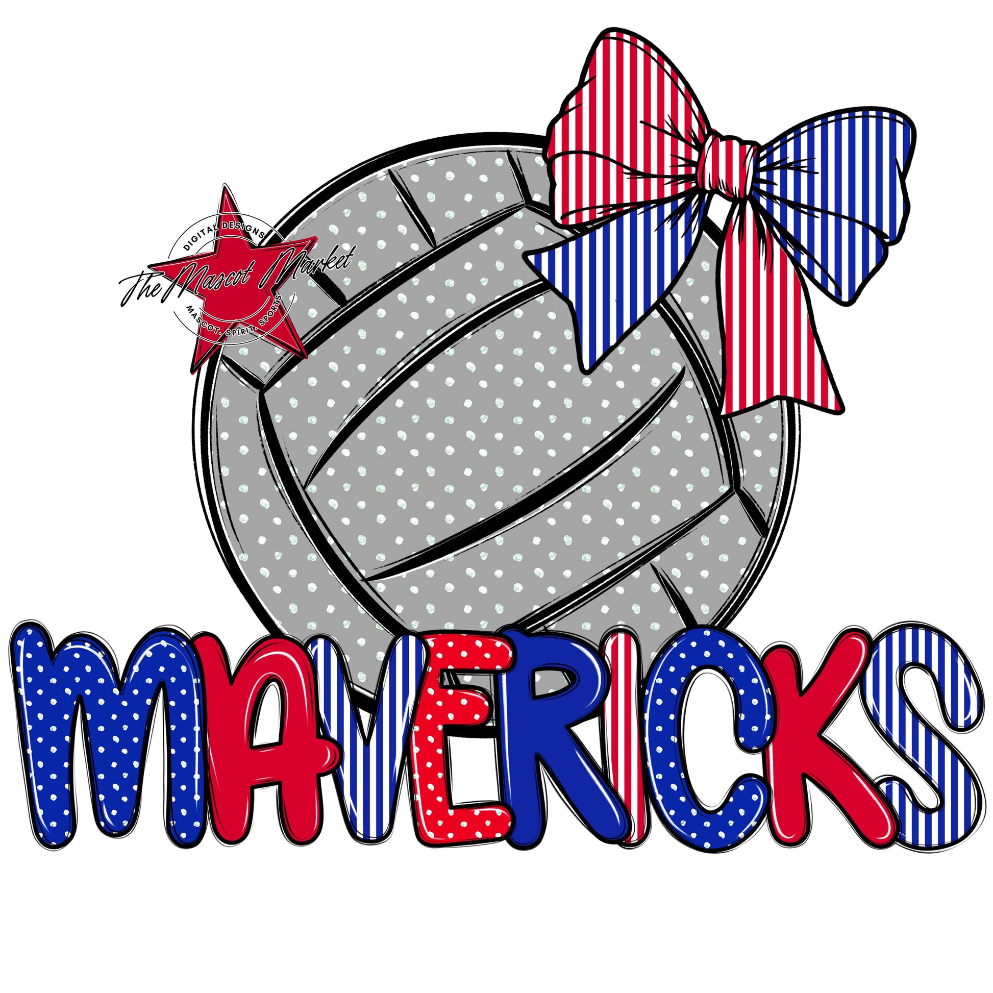 Mavericks Volleyball Spirit Design-Royal Blue & Red