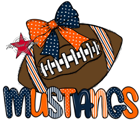 Mustangs Football Spirit Design-Navy & Orange